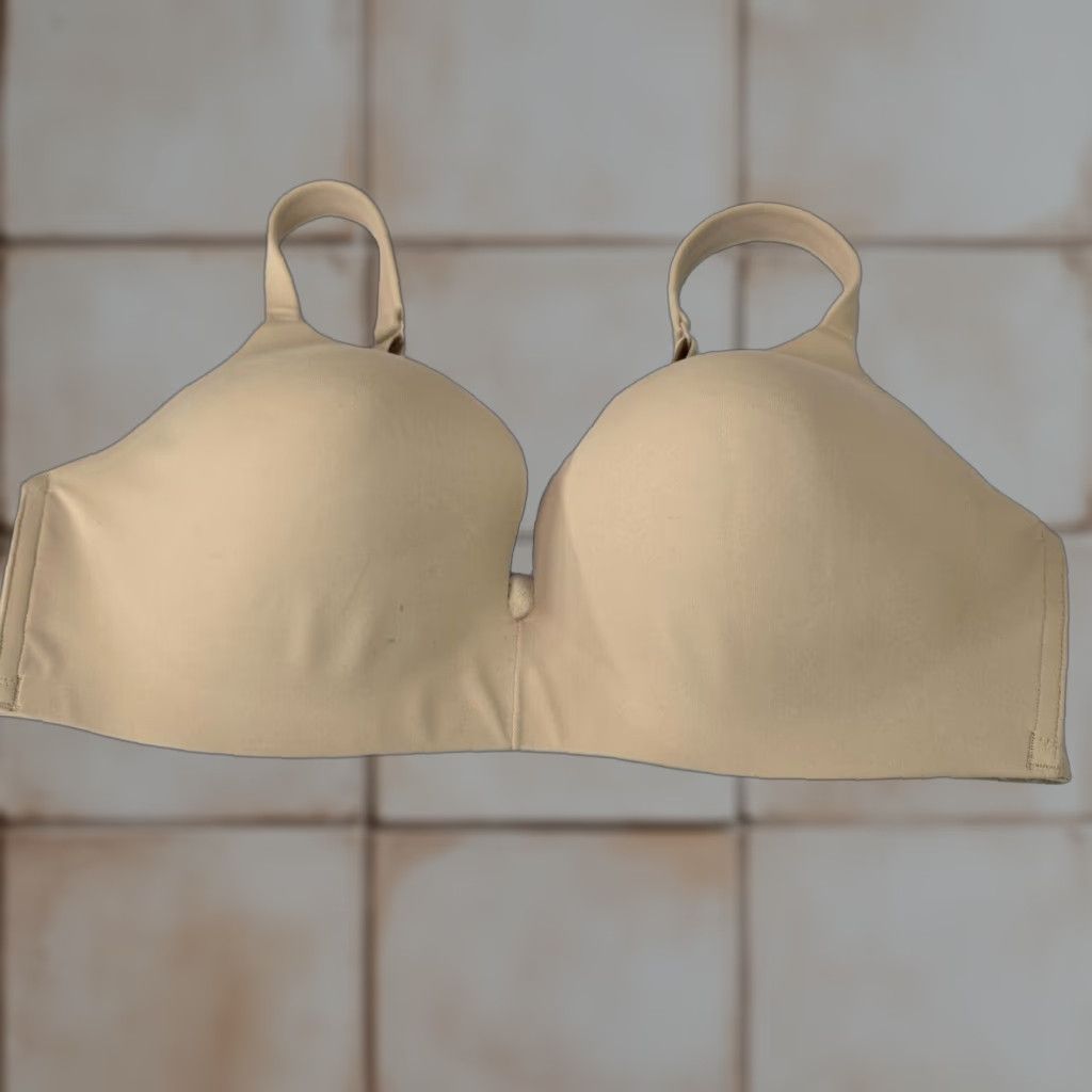 Vintage Cacique Plus Size Wireless Bra 38Ddd Beige Adjustable Plunge T-Shirt Bra Womens