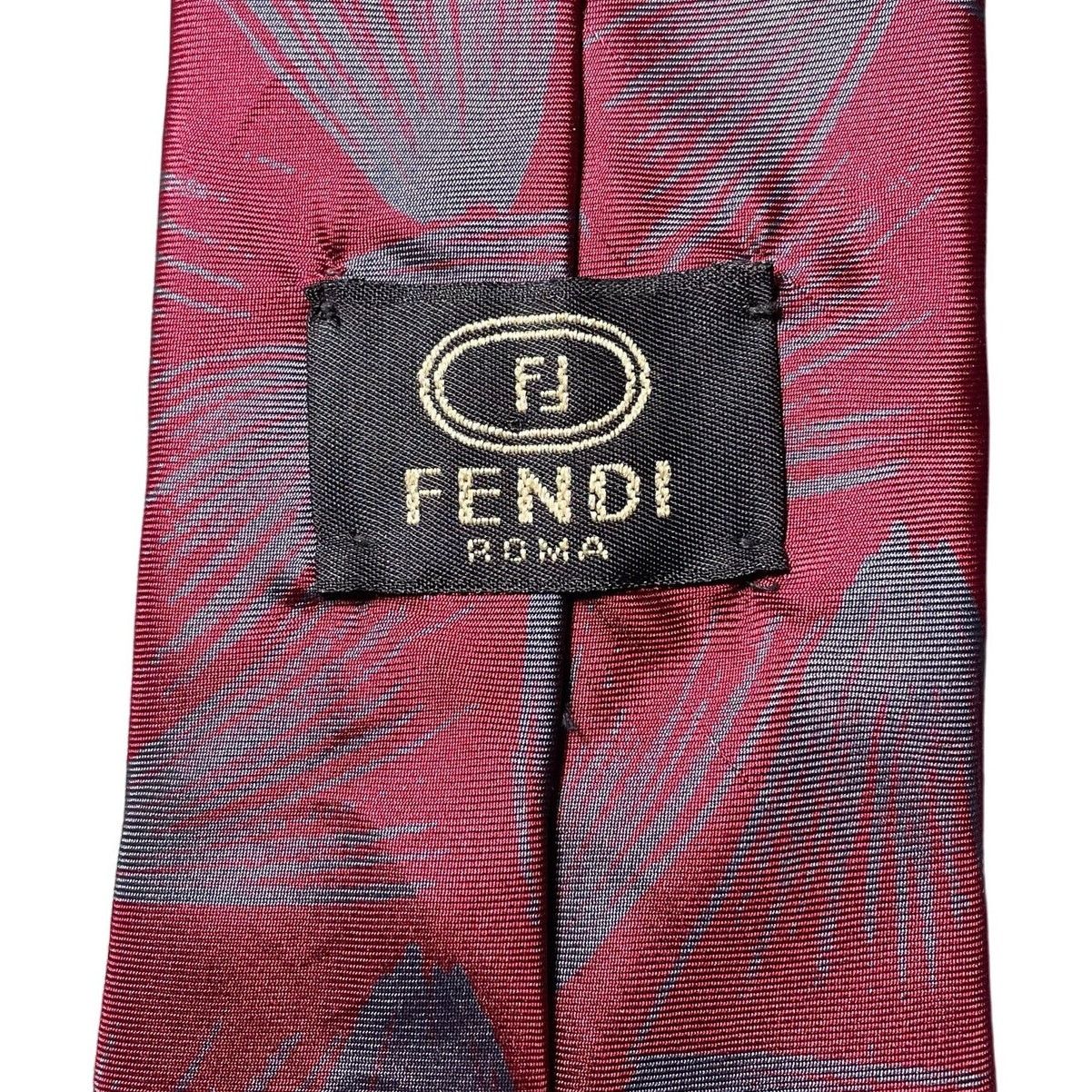 Fendi × Vintage Fendi Roma 100% Silk Tie Red Gray Abstract Pattern Print Size ONE SIZE - 4 Thumbnail