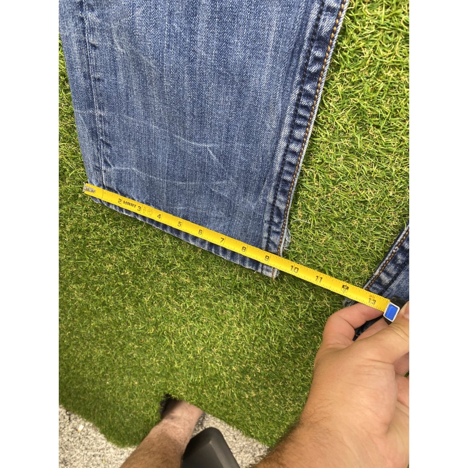 Denime Twenty X Jeans Mens Jeans 33x34 Blue Denim Straight Leg Distressed Western Style Pants Mens Size US 33 - 6 Thumbnail
