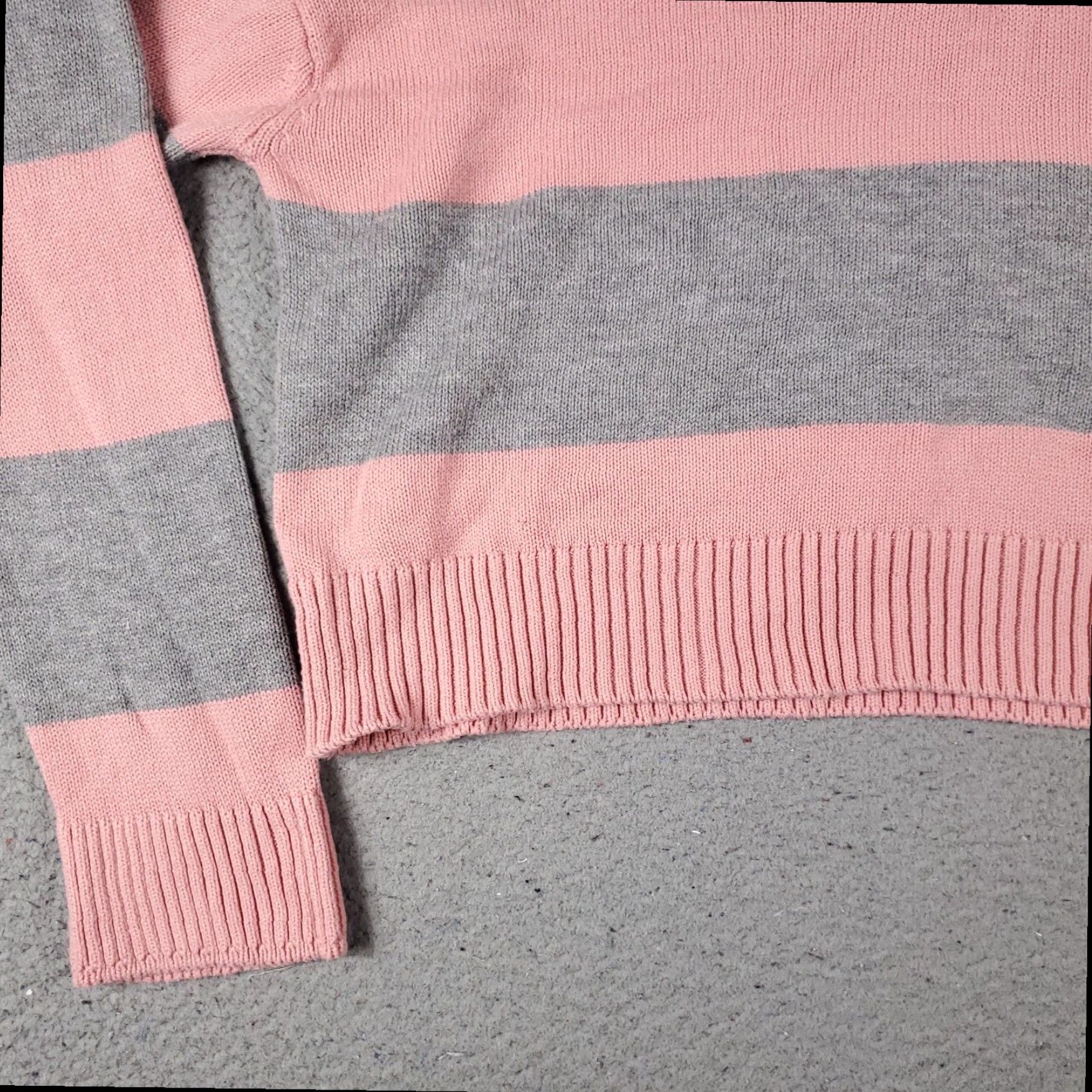 Tommy Hilfiger Tommy Hilfiger Women's Pink Striped V-Neck Pullover Sweater Large Size L / US 10 / IT 46 - 3 Thumbnail