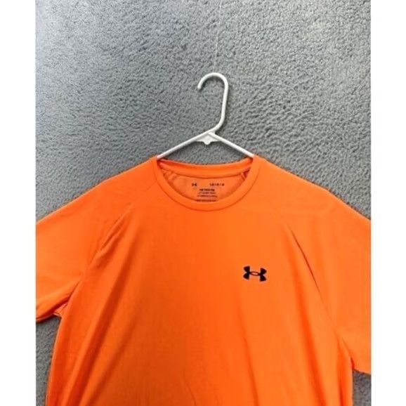 Under Armour Under Armour The Tech Tee Shirt Mens L Neon Orange Athletic Raglan Short Sleeve Crew Neck Breathable Pullover Regular Fit Size US L / EU 52-54 / 3 - 5 Thumbnail
