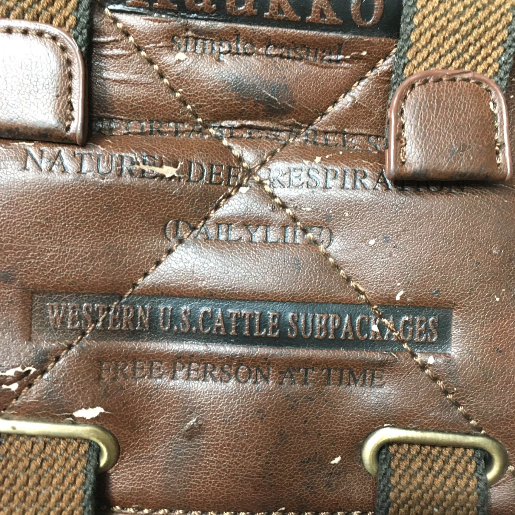 Vintage Crossbody Cargo Bag Brown Canvas Utility Hiking Travel Military Style Unisex Adults Medium Canvas Faux Leather Size ONE SIZE - 4 Thumbnail