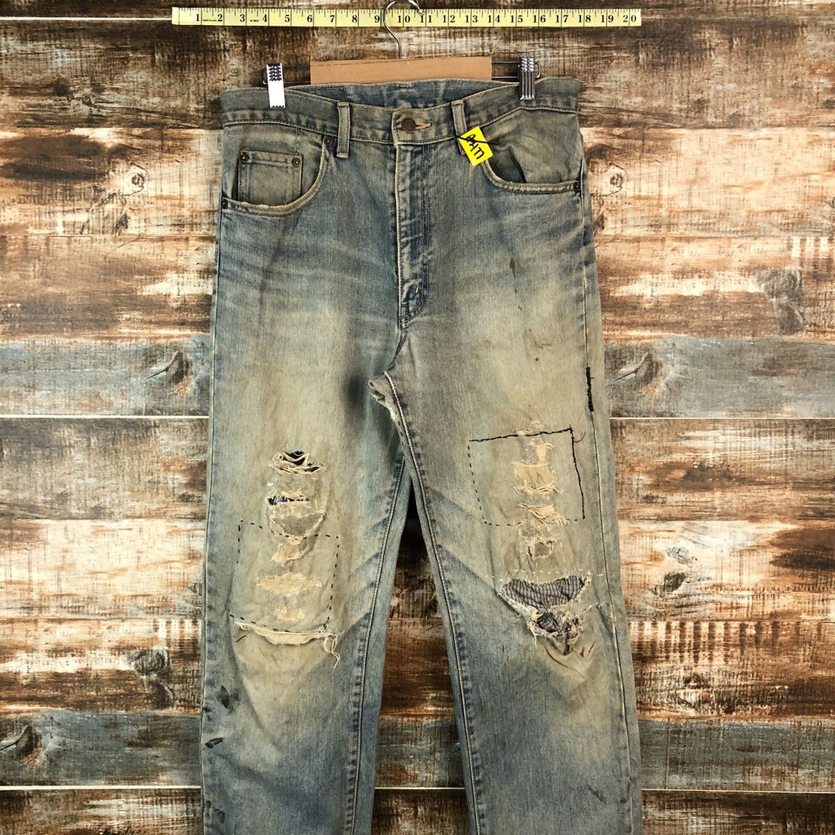 GL Hearth Blue patchwork Distressed Denim Pants #A2177