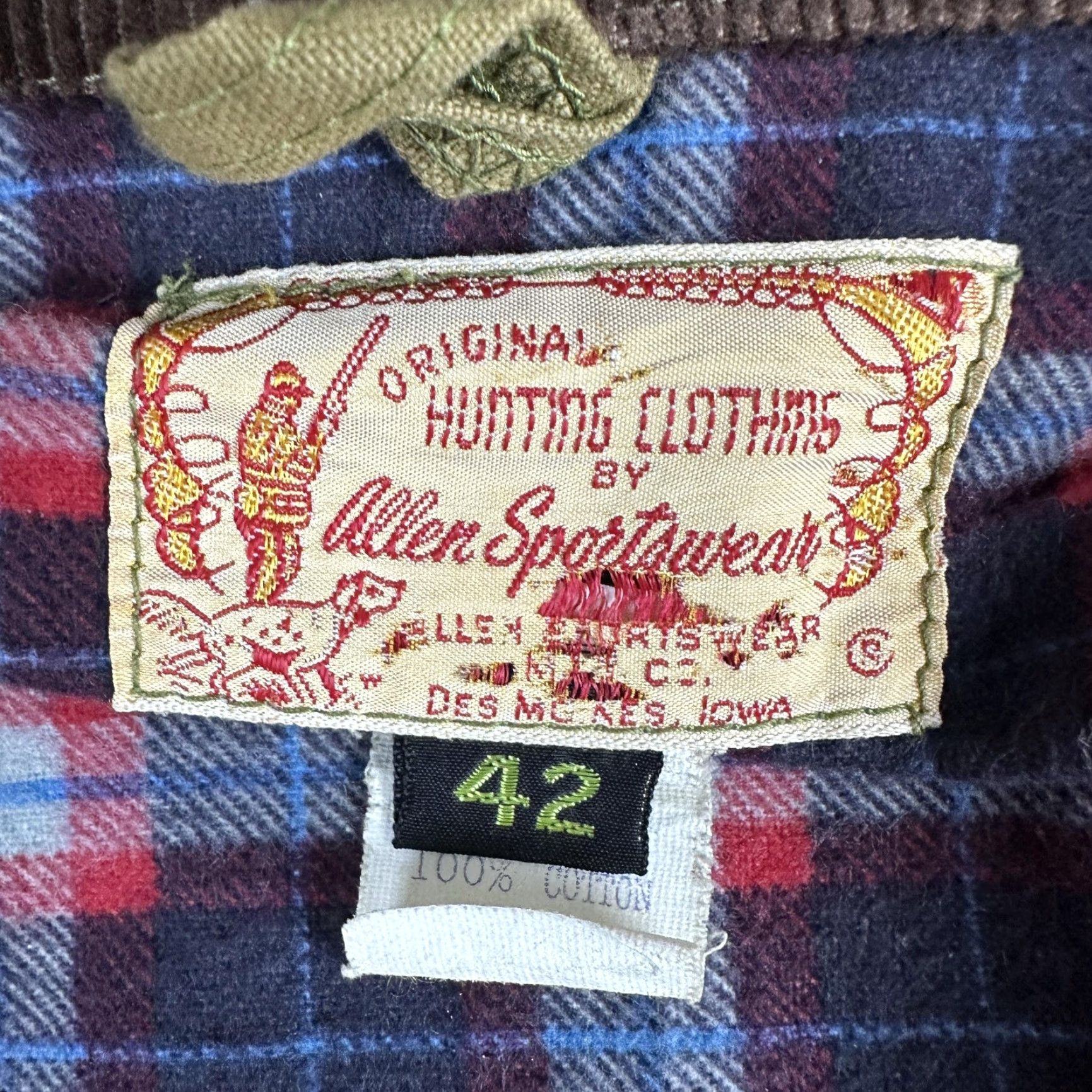 Vintage VINTAGE Allen Sportwear Hunting Jacket Mens 42 Canvas Corduroy Game Bag 60s Size US XS / EU 42 / 0 - 4 Thumbnail