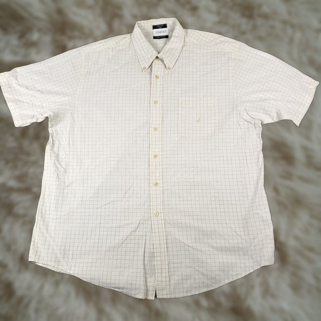 Nautica Nautica Shirt Mens 2XL Beige Check Button-Up Short Sleeve Casual Business Formal Party/Cocktail Travel Workwear Mens Size US XXL / EU 58 / 5 - 1 Thumbnail