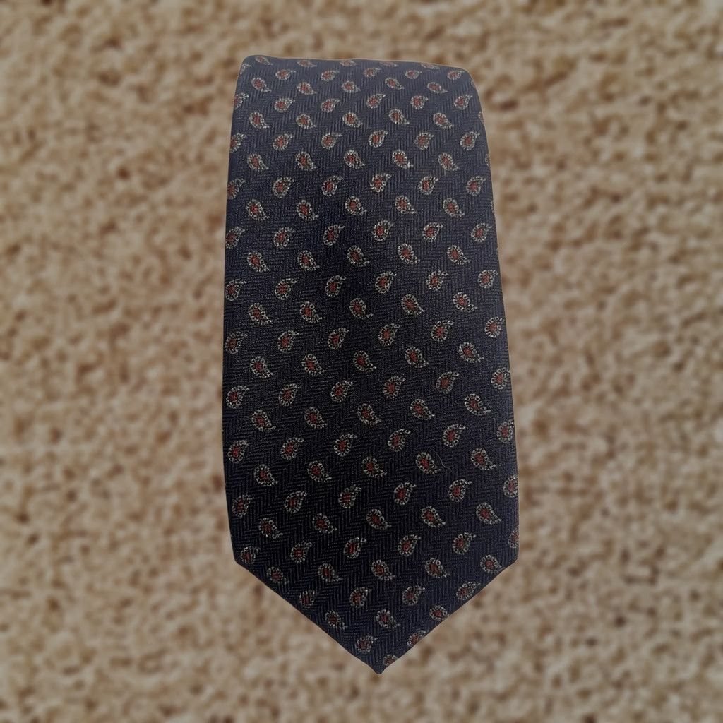 Cole Haan Cole Haan Blue Paisley Tear Drop Geometric Polyester Men's Neck Tie Size ONE SIZE - 1 Thumbnail