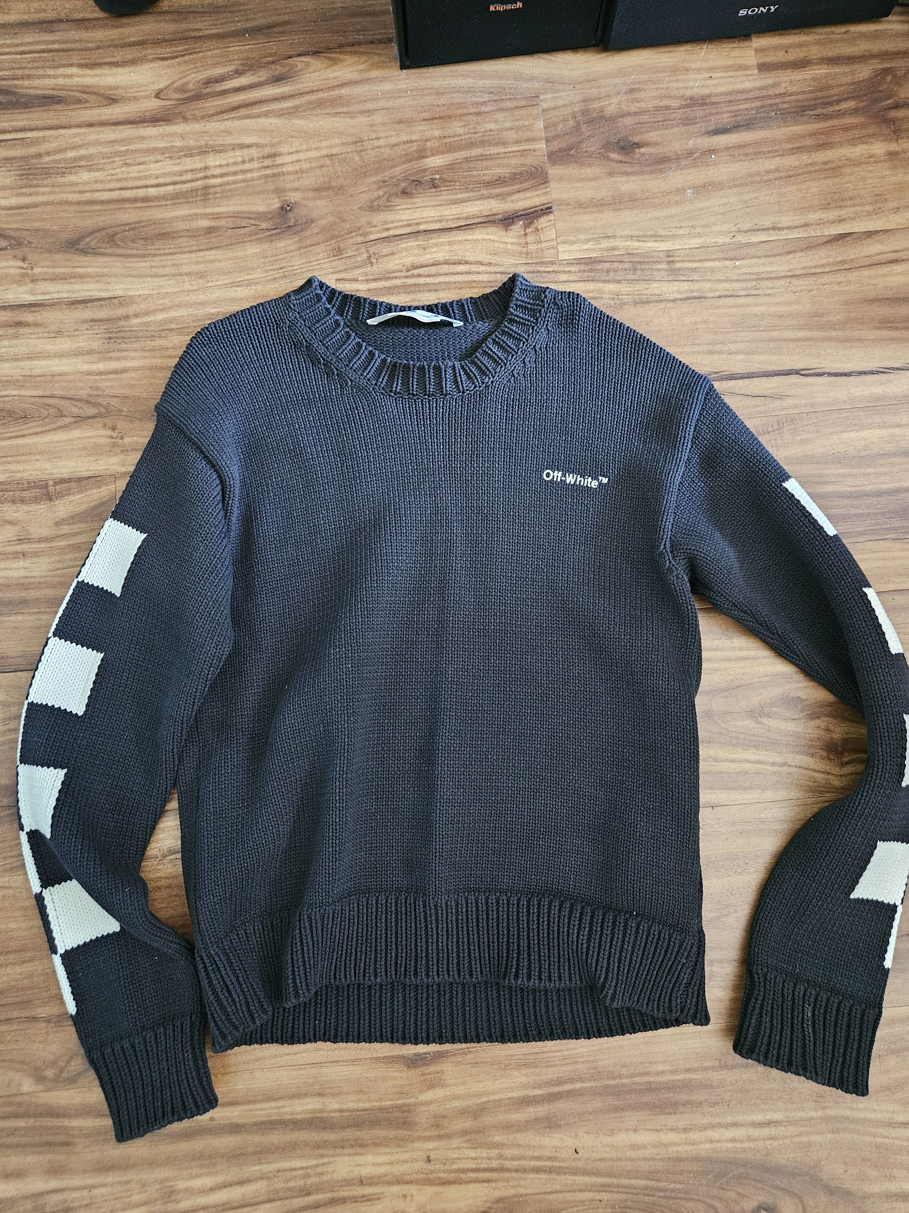 image of Off White Black And White Sweater in Black/White, Men's (Size Medium)