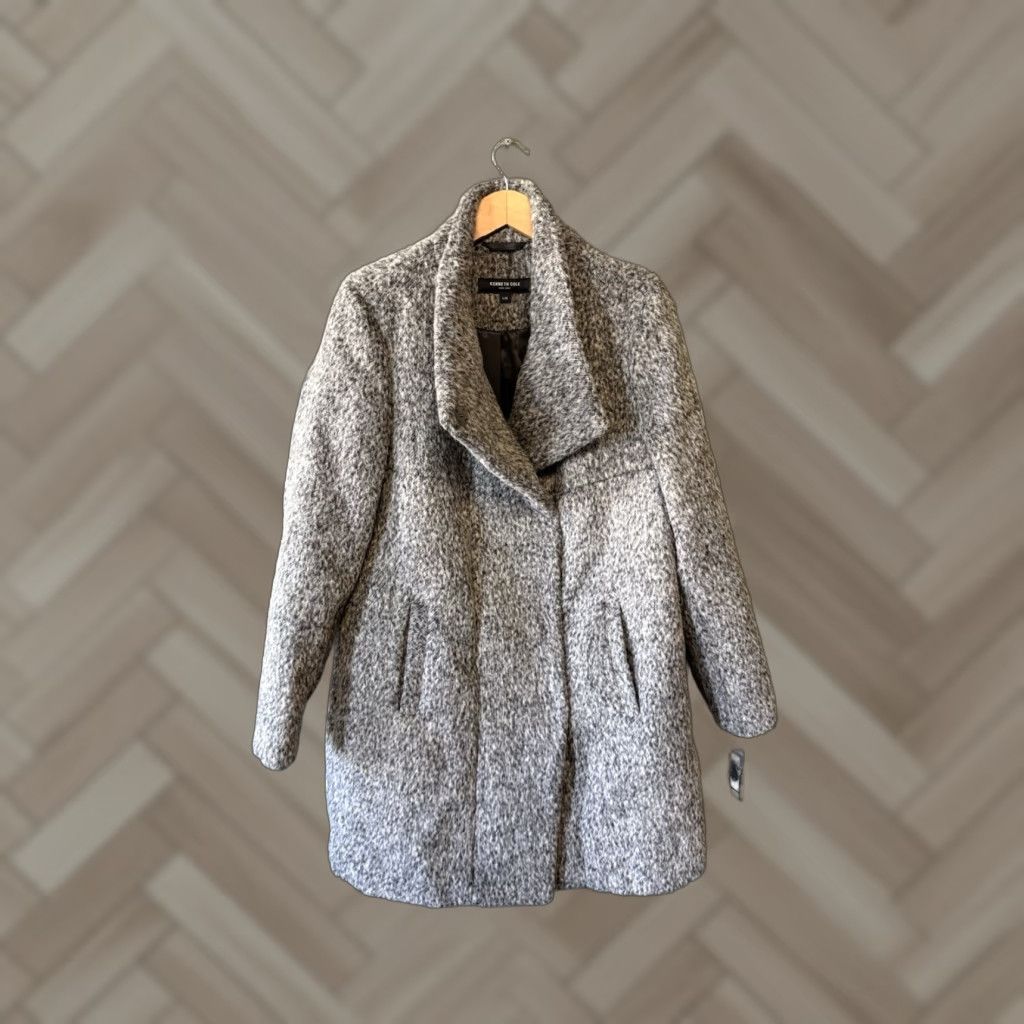 Kenneth Cole KENNETH COLE Womens Gray Wool Button Up Pea Coat Jacket NWT Size L Size L / US 10 / IT 46 - 1 Thumbnail