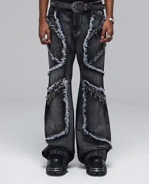 VIBE Vintage deconstructed washed distressed fringed jeans Size US 32 / EU 48 - 1 Thumbnail