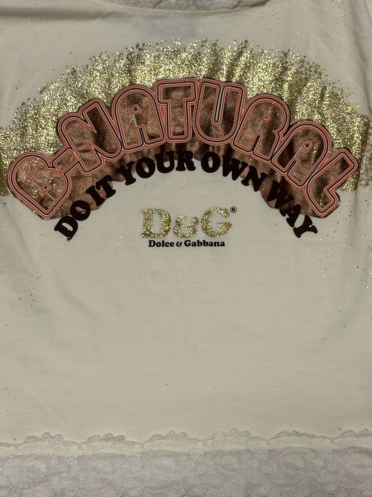 Dolce & Gabbana D&G Lace Trim Camisole with “B-NATURAL DO IT YOUR OWN WAY” Size XS / US 0-2 / IT 36-38 - 3 Thumbnail
