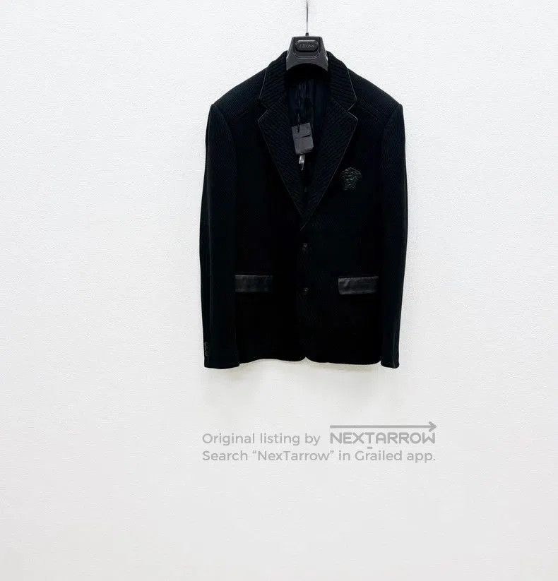 Versace VERSACE Leather Trim Casual Blazer. Size US XL / EU 56 / 4 - 1 Thumbnail