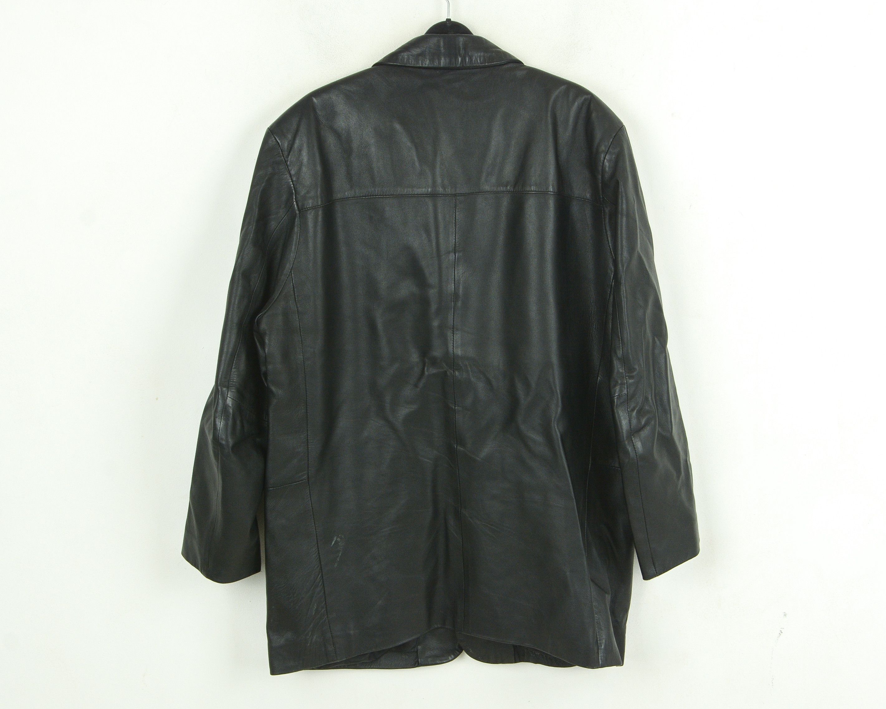 Men UK 44 US Real Leather Pea Over Coat Jacket Grunge Gothic