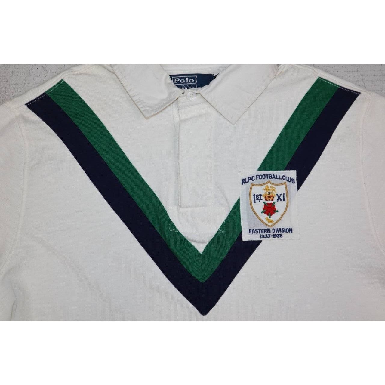 Polo Ralph Lauren Vintage Polo RL Men's L White Football Club Polo 90s Cotton Size US L / EU 52-54 / 3 - 3 Thumbnail