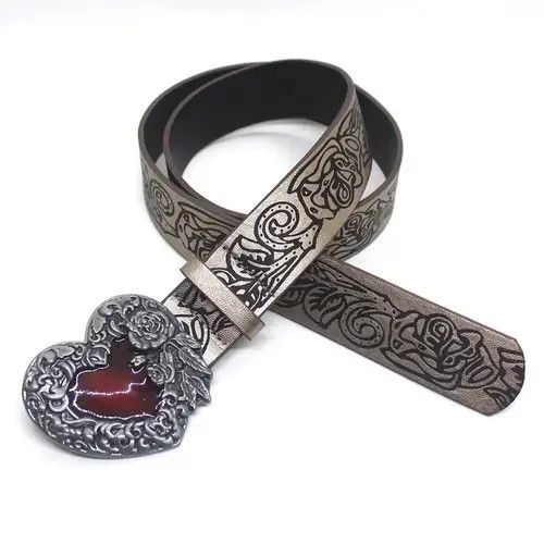 High Sport × Japanese Brand Belts Retro Embossed Love Belt Size ONE SIZE - 3 Thumbnail