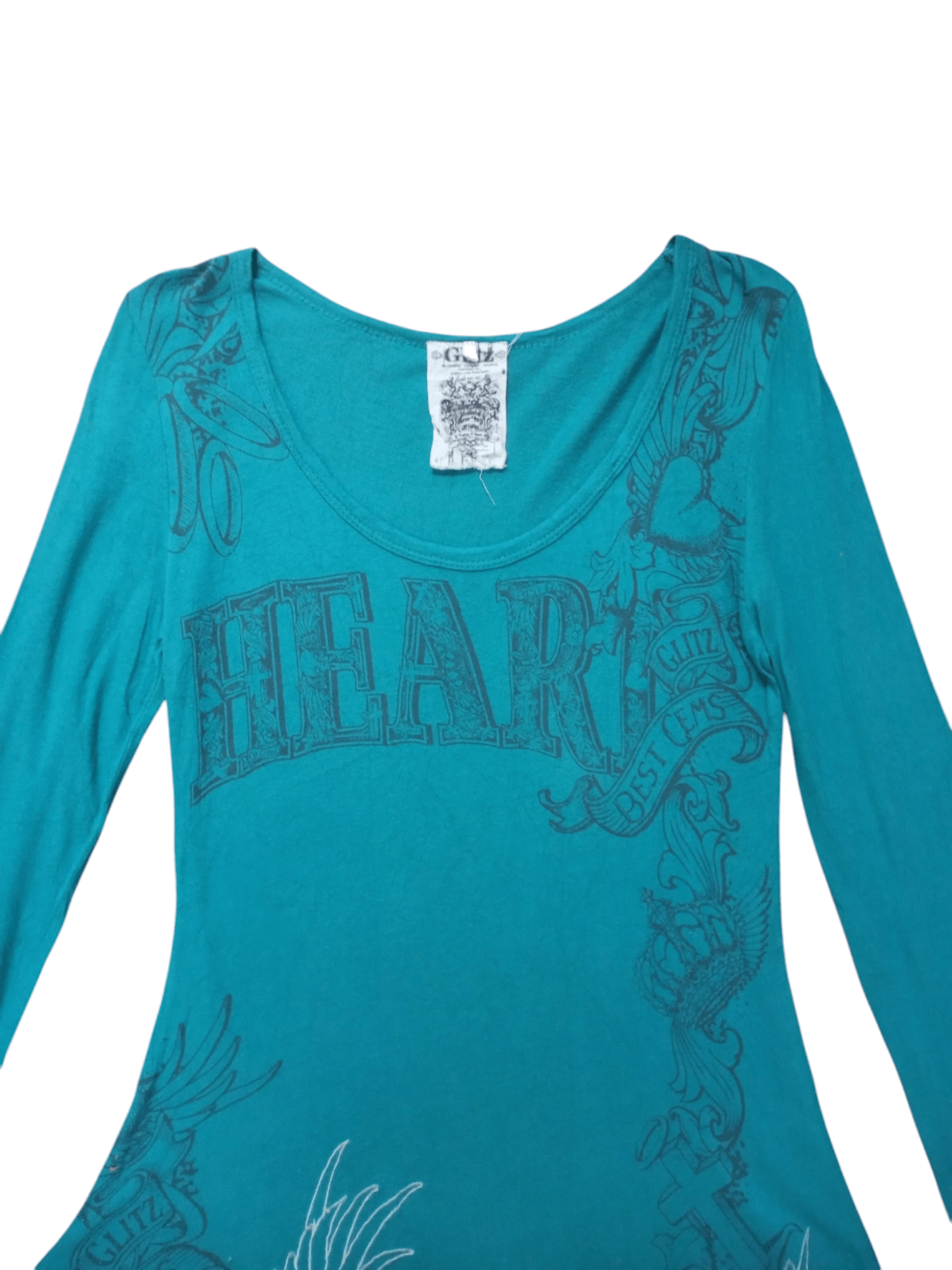 If Six Was Nine Rare GLITZ Punk Style Cross Skull Long Sleeve Tshirt Size M / US 6-8 / IT 42-44 - 3 Thumbnail