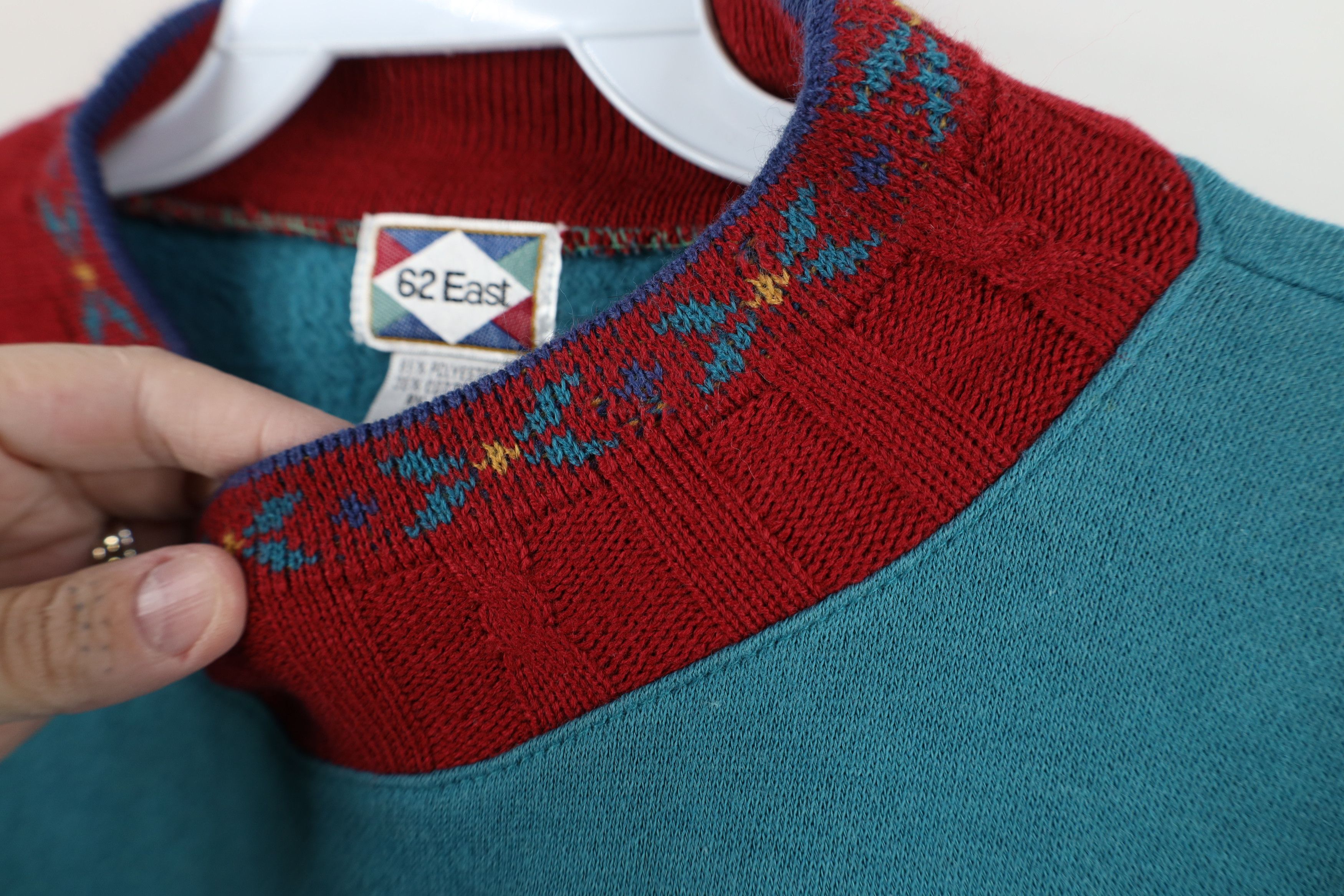 Vintage Vintage 90s Streetwear Argyle Diamond Cropped Sweatshirt Size L / US 10 / IT 46 - 12 Thumbnail