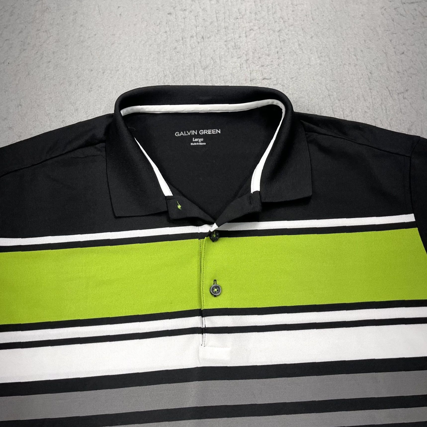 Galvin Green Galvin Green Polo Shirt Mens L Green Striped Performance Stretch Golf Shirts Polo Shirt Mens L Green Striped Size US L / EU 52-54 / 3 - 2 Thumbnail
