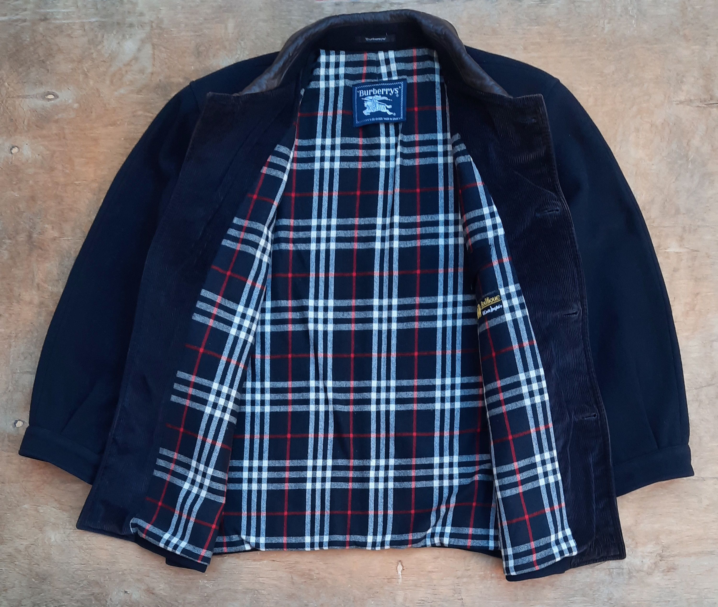 Burberry Burberrys 90s 80s Wool Coat Embroidered Logo Leather collar Size US L / EU 52-54 / 3 - 3 Thumbnail