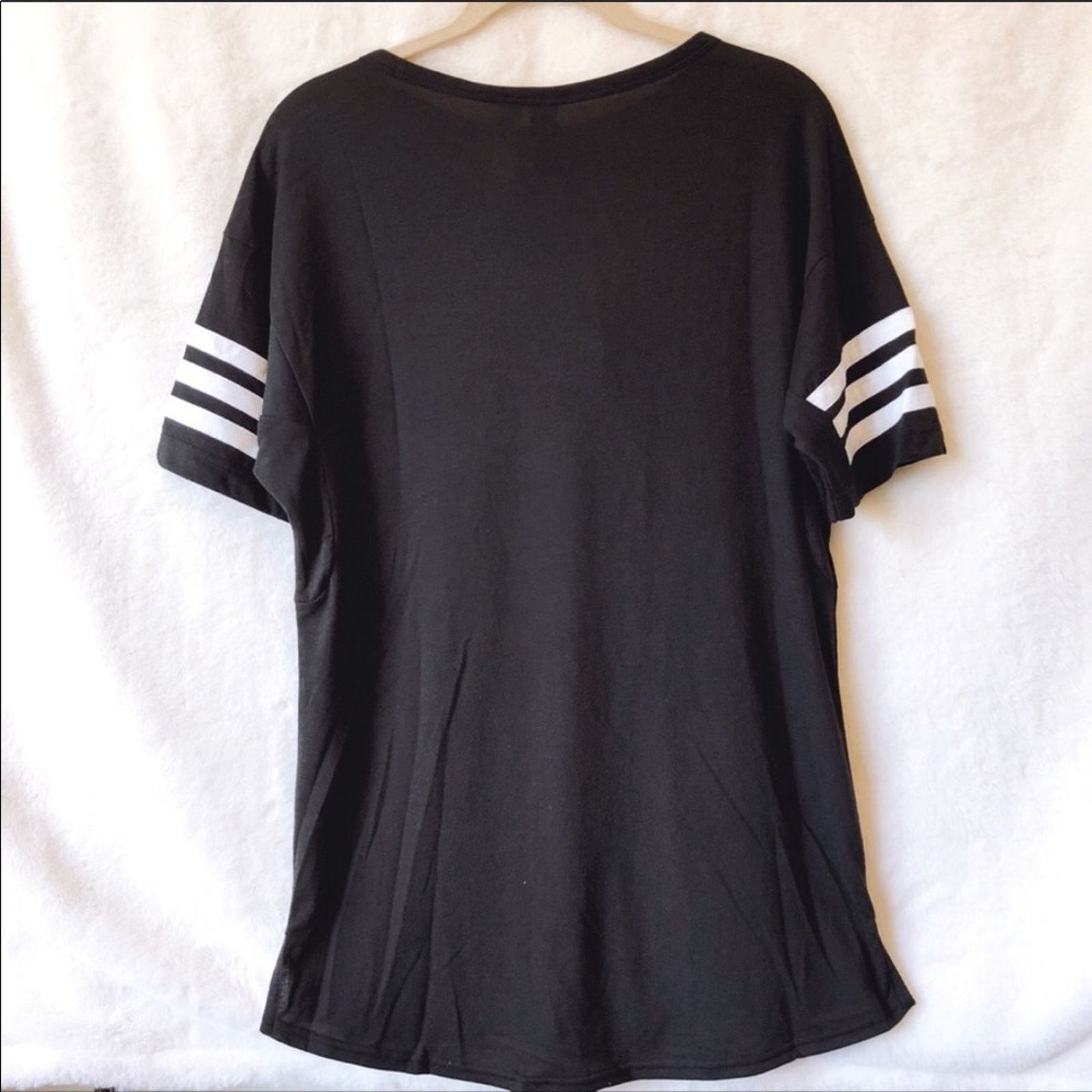 Adidas adidas 3 White Stripe Black T-Shirt Size XS / US 0-2 / IT 36-38 - 2 Thumbnail