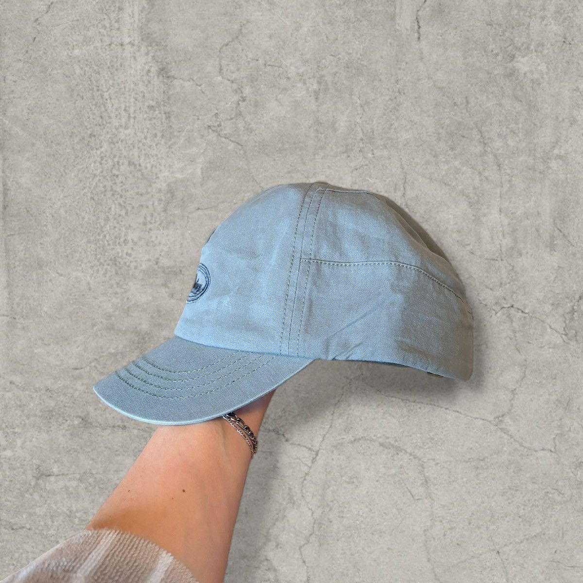 Japanese Brand Cool vintage style cap, grey blue with beige logo. One size Size ONE SIZE - 2 Thumbnail