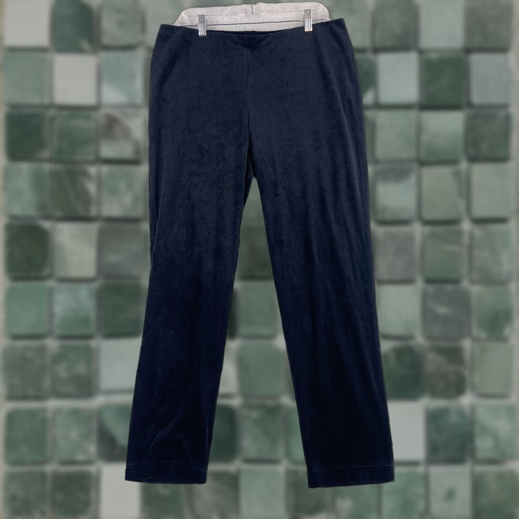 J. Jill Pure J. Jill Black Velour Pull On Straight Leg Pants Womens 1X Mid-Rise Casual Comfortable Easy Care Size 40" / US 18 - 1 Thumbnail