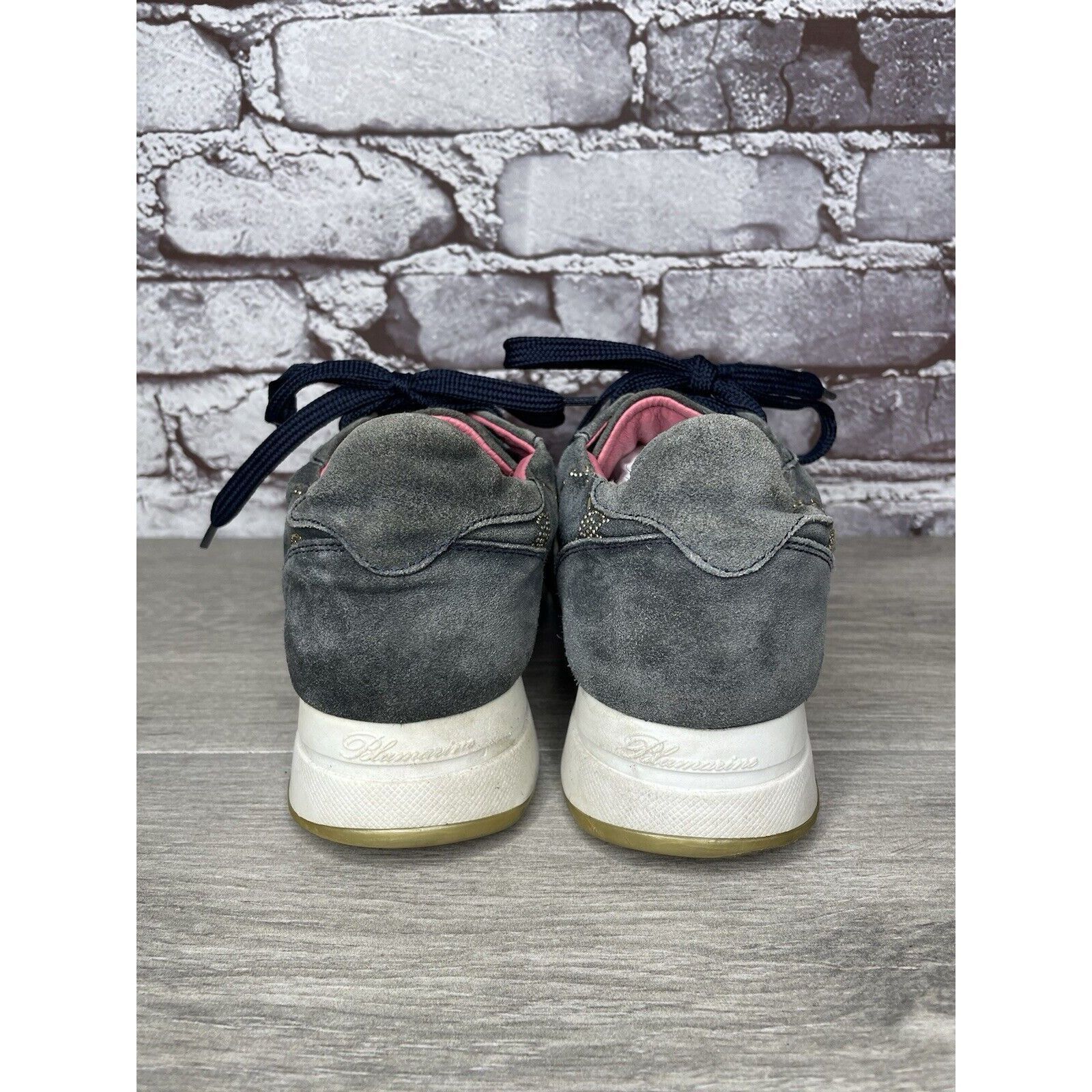 Blumarine Blumarine Blue Suede Gold Embellished Lace Up Sneakers Women Size US 6 / IT 36 - 5 Thumbnail