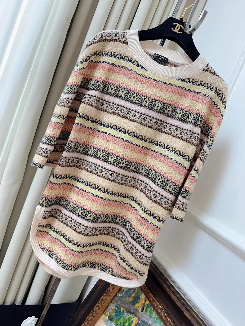 Chanel Chanel Colored Striped Crew Neck Knit Top- dmc Size US M / EU 48-50 / 2 - 1 Thumbnail