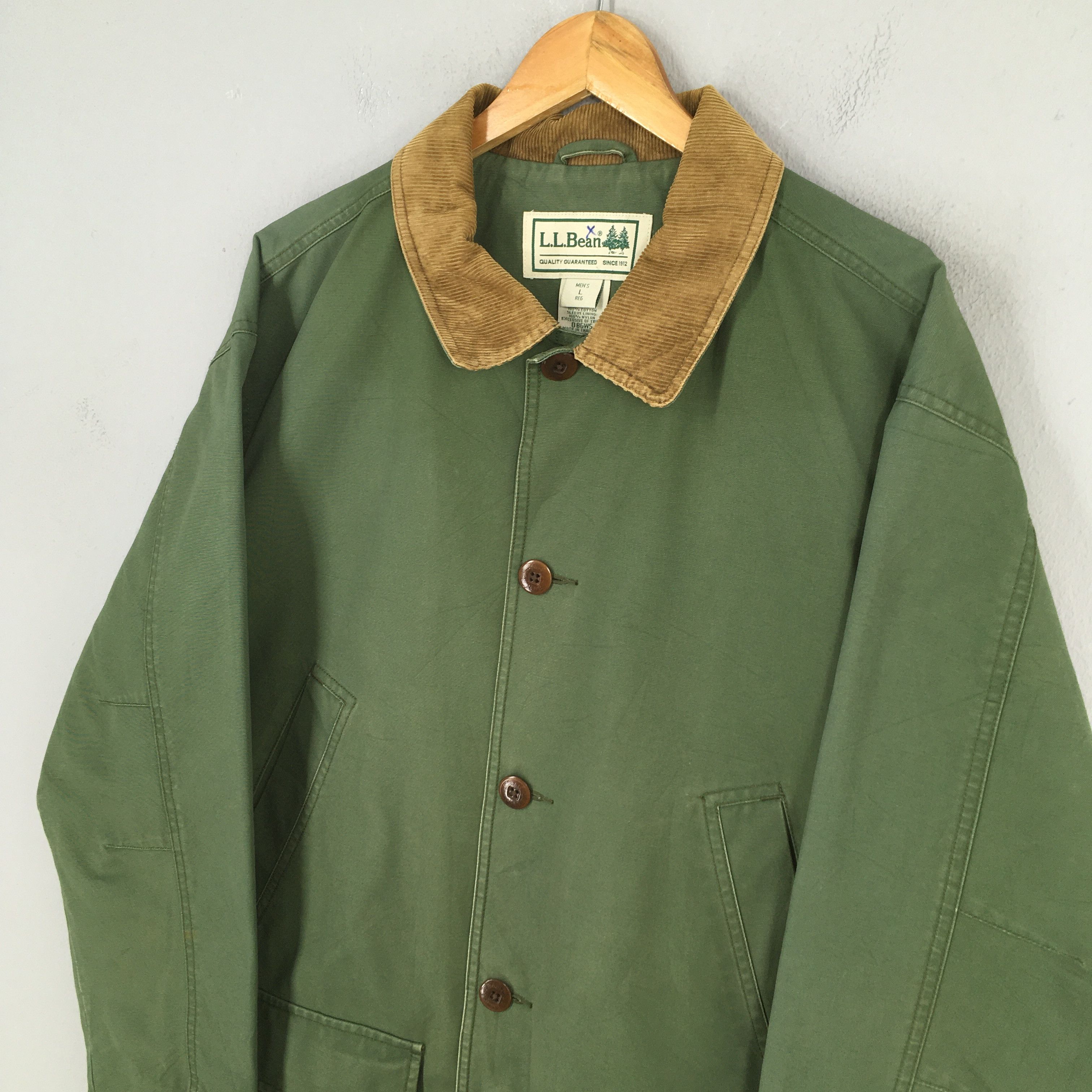 L.L. Bean Vintage 1990s LL Bean Hunting Green Duck Chore Jacket L Size US L / EU 52-54 / 3 - 4 Thumbnail