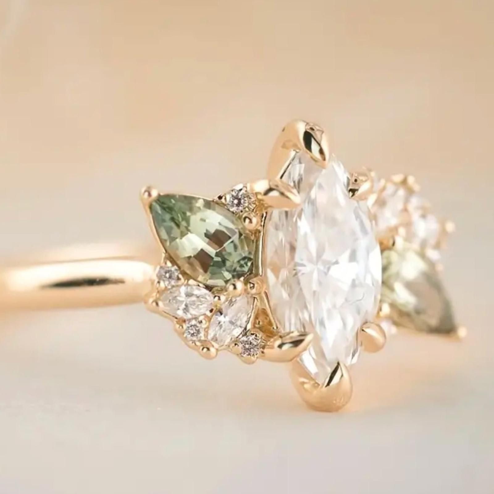 Designer Marquise Cut Simulated Diamond 1.83 Ct Engagement Ring Sz 7 Size ONE SIZE - 2 Thumbnail