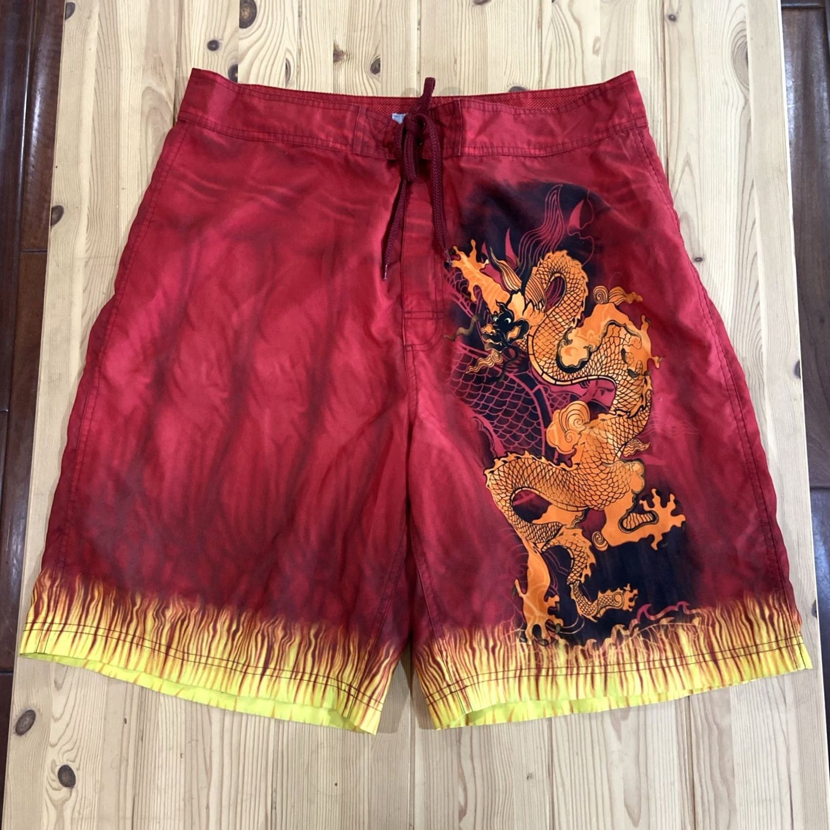 Vintage Utility 86 Board Shorts Bottom Men 36 Red Surf Trunks Pockets Drawstring Lightweight 90s Beach Retro Y2K Size US 36 / EU 52 - 2 Thumbnail