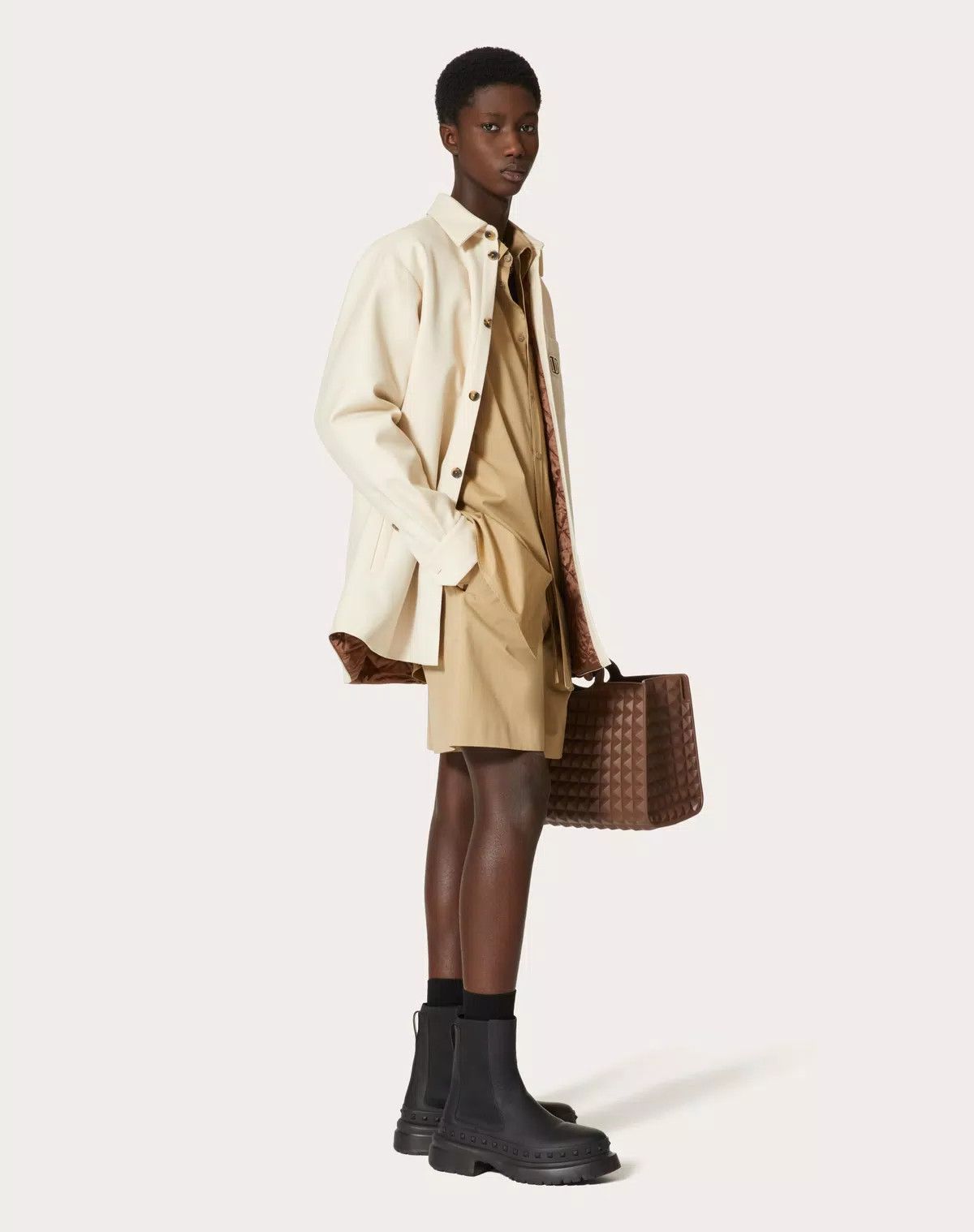 Valentino oc11z0725 Cotton Popeline Bermuda Shorts in Beige Size US 30 / EU 46 - 3 Thumbnail