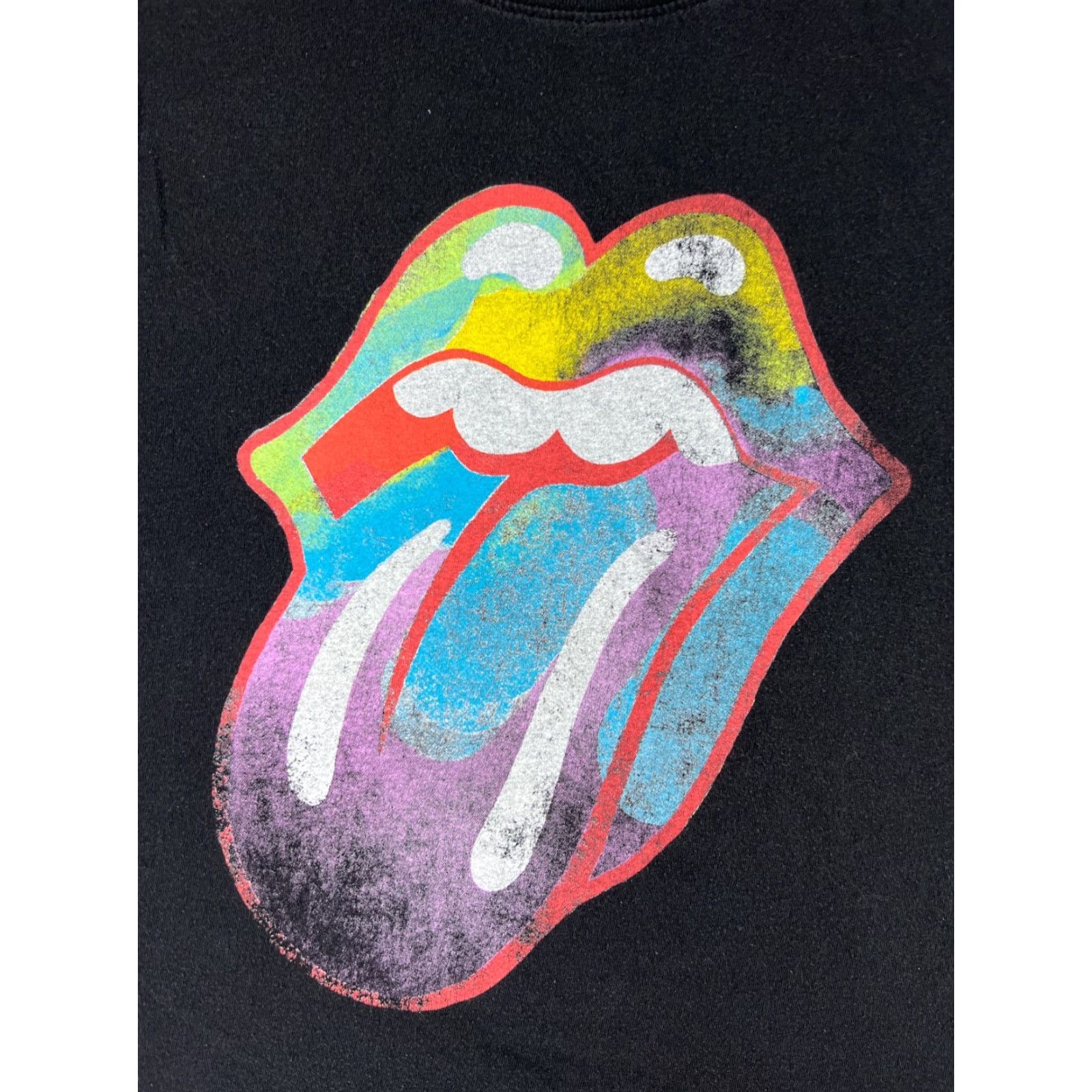 Vintage Rolling Stones Shirt Womens Medium Black Crop Short Sleeve Crew Neck T-Shirt Size M / US 6-8 / IT 42-44 - 3 Thumbnail