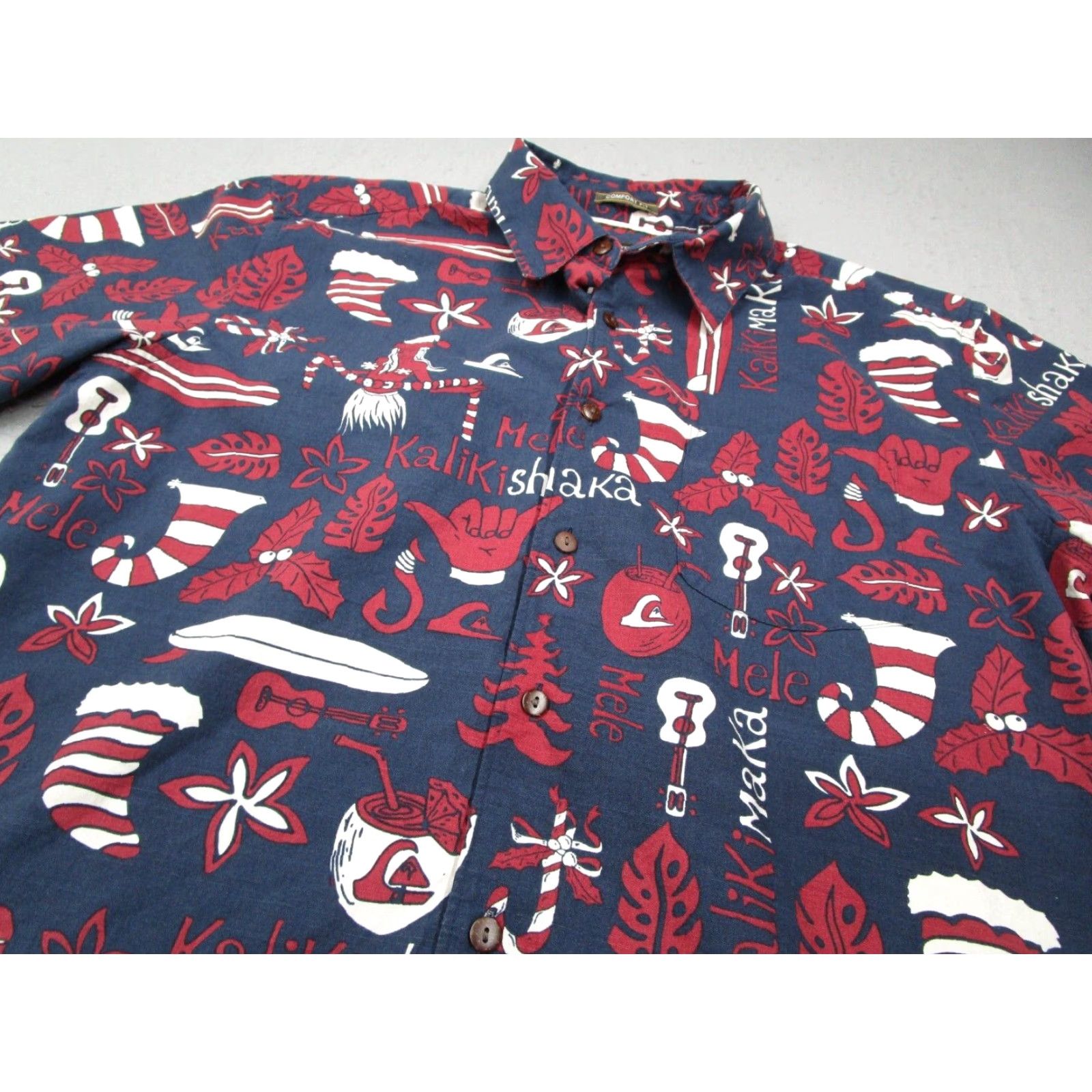 Quiksilver Quiksilver Waterman Shirt Mens Medium Blue Comfort Fit Button Up Mele Kalikimaka Size US M / EU 48-50 / 2 - 2 Thumbnail