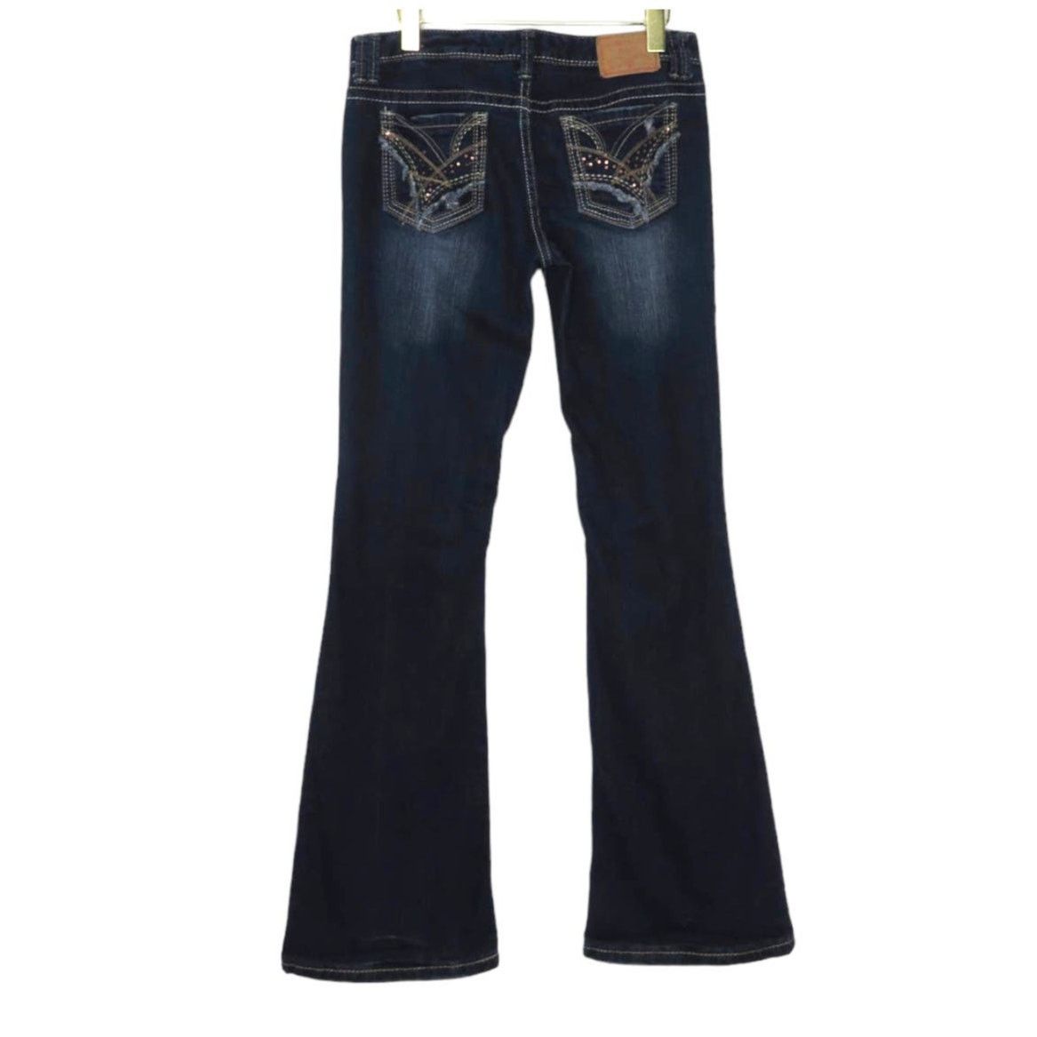 Vintage Amethyst Y2k Low Rise Flared Jeans Waist 30" Bling Sequin Size 30" / US 8 / IT 44 - 2 Thumbnail