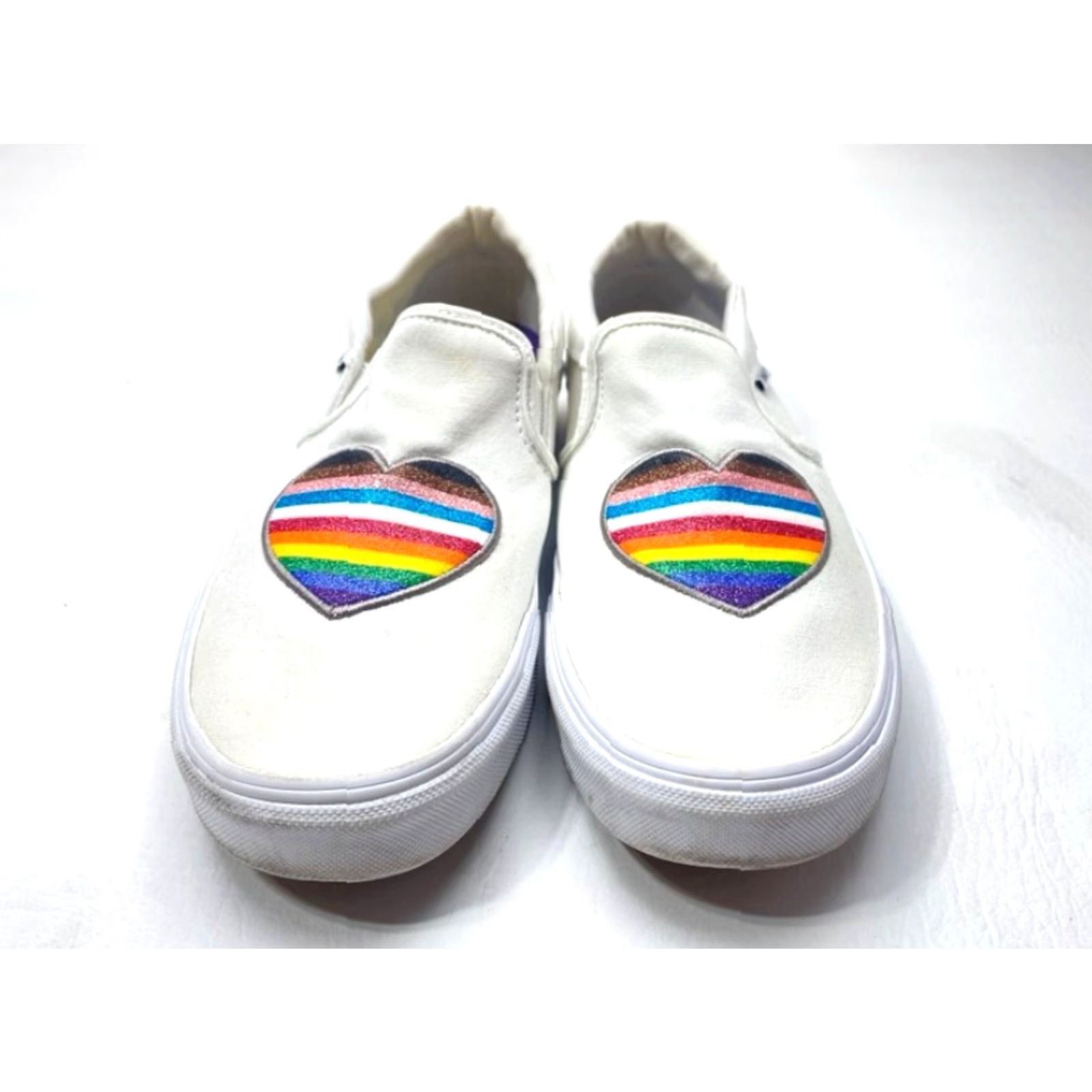 Vans Vans Asher Pride Womens Size 9.5 Rainbow Glitter Heart Slip On Low Top Sneakers Size M / US 6-8 / IT 42-44 - 3 Thumbnail