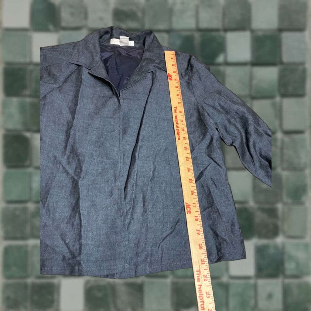 Vintage **Y2K Vintage Pursuits Women's Size 10 Navy Blue Silk Blazer** User: Y2K Vintage Pursuits Women's Size 10 Navy Blue Silk Blazer Open Front Size L / US 10 / IT 46 - 1 Thumbnail