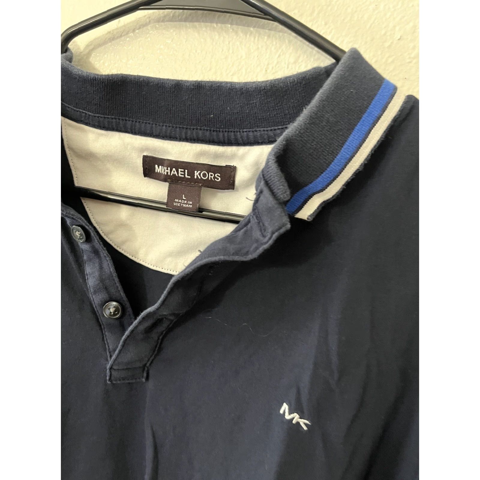 Michael Kors VINTAGE MICHAEL KORS Polo Shirt Navy Blue Heathered Cotton Short Sleeve Adult Large Mens Size US L / EU 52-54 / 3 - 3 Thumbnail