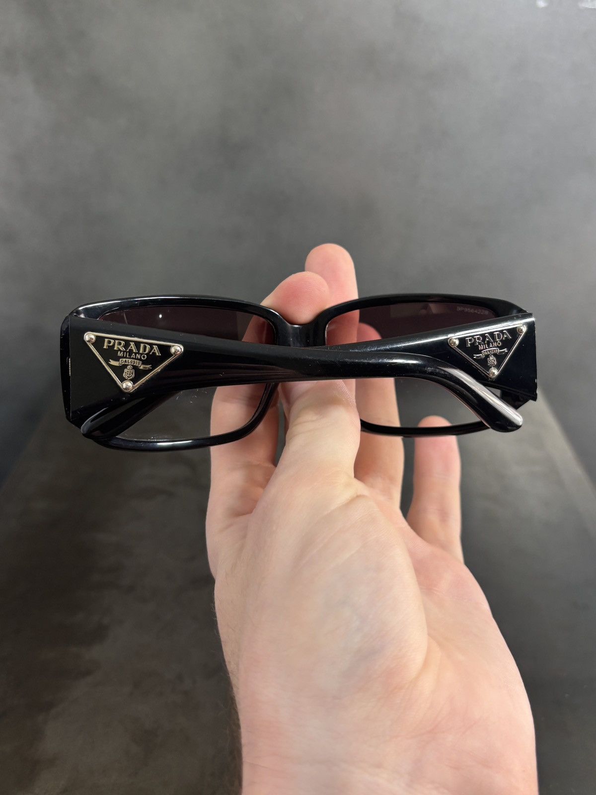 Y2K Prada Sunglasses SPR16L Triangle Logo Case 2000s Vintage