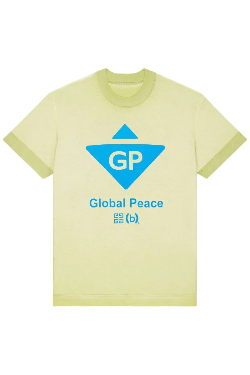 image of Givenchy Global Peace Oversized Logo T-Shirt in Citrus Green, Men's (Size 2XL)