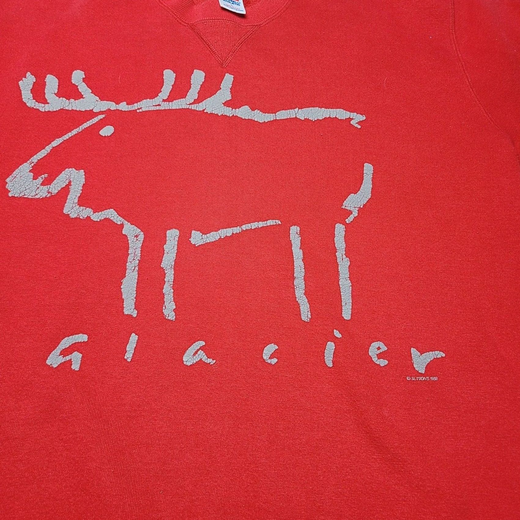 Russell Athletic VINTAGE Russell Athletic Sweatshirt Glacier National Park Montana Moose Large Red Crew Neck Unisex Adults Graphic Print 80s Nature USA Size US L / EU 52-54 / 3 - 2 Thumbnail