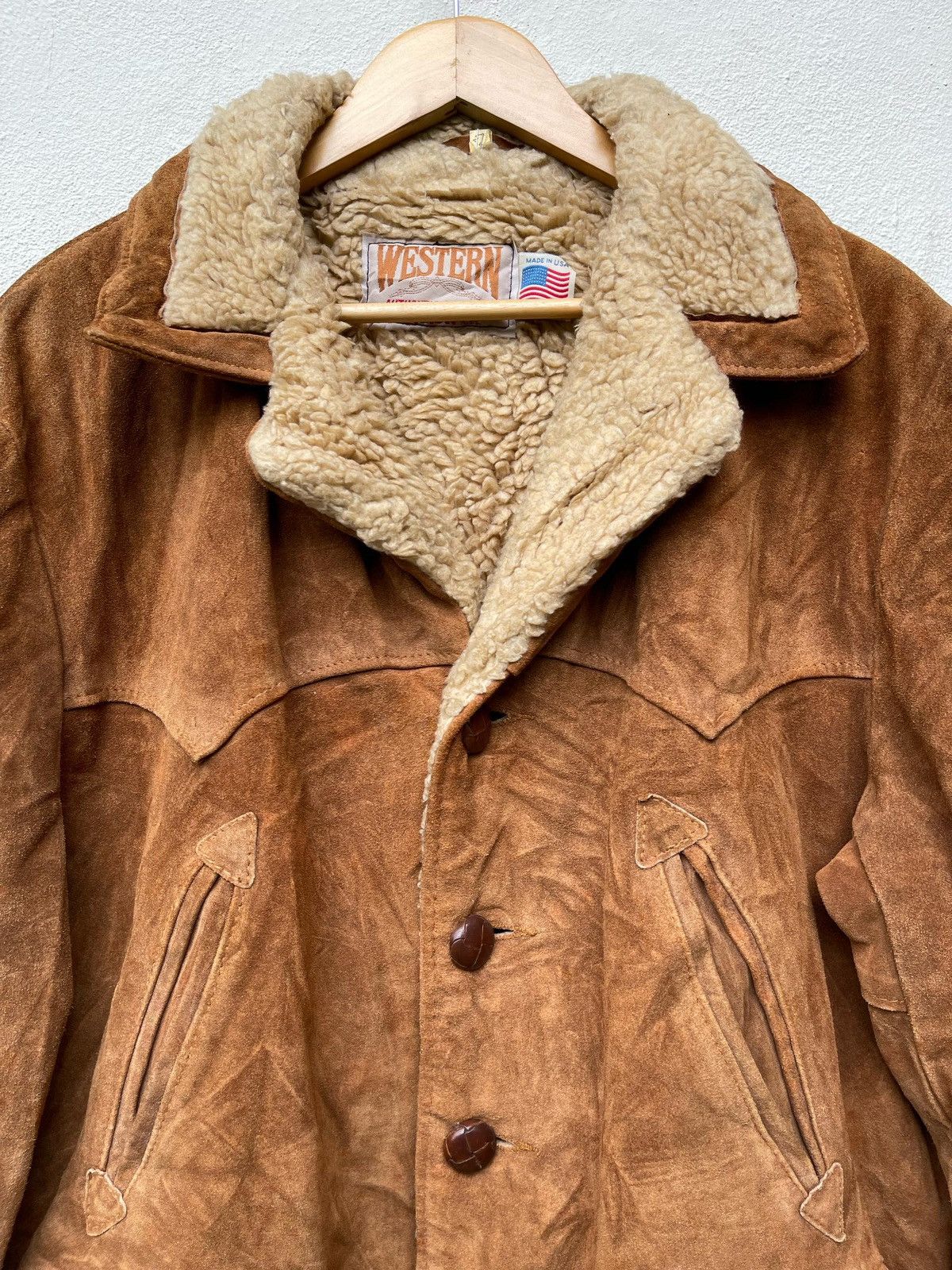 Schott × Vintage × Western Rise Vintage 90s Schott N.Y.C Western Shearling Leather Jacket Size US L / EU 52-54 / 3 - 4 Thumbnail