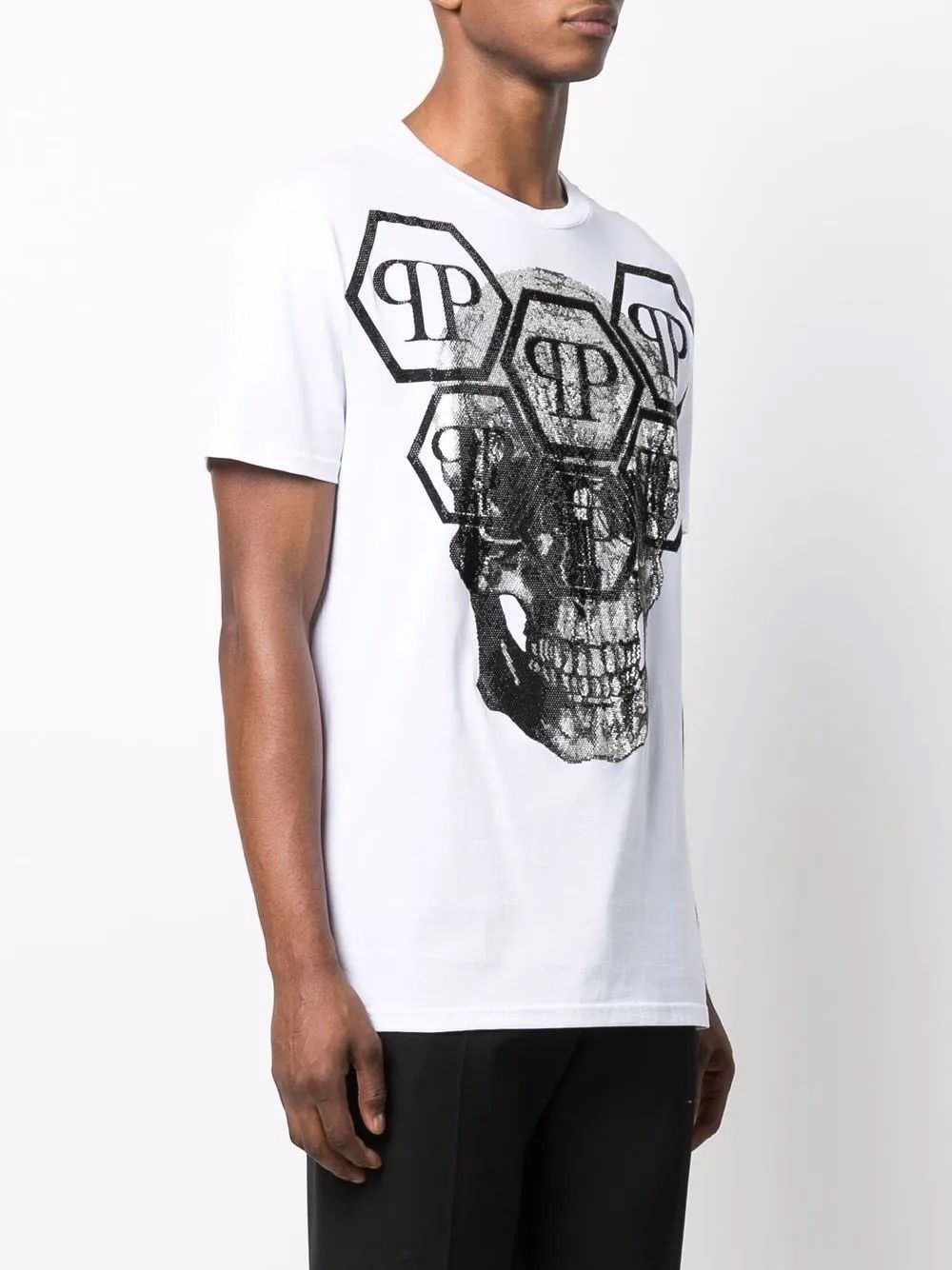 Philipp Plein Philipp Plein Rhinestone Skull Hex Logo T-Shirt – Size XL Size US XL / EU 56 / 4 - 3 Thumbnail