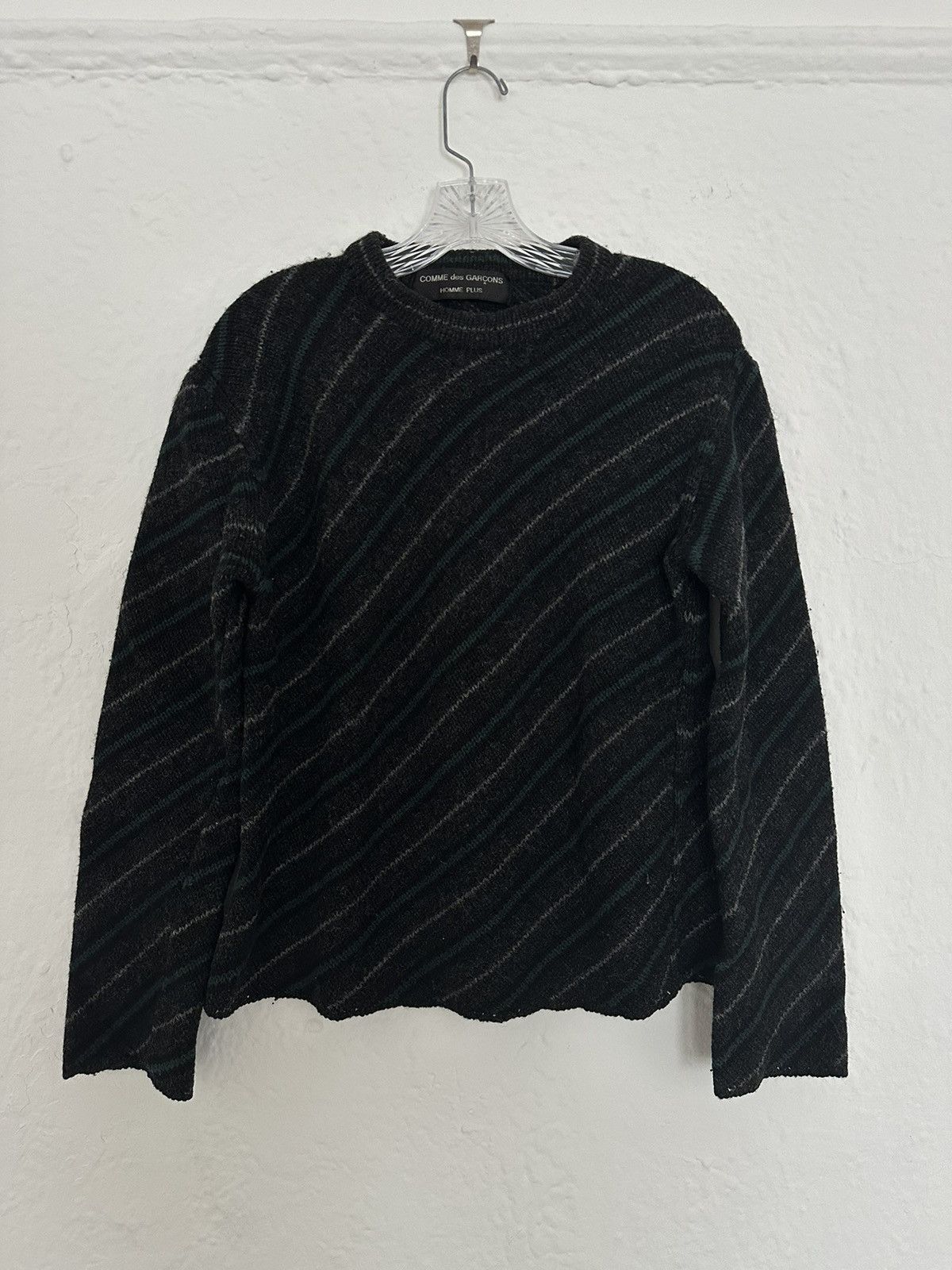 image of Comme Des Garcons x Comme Des Garcons Homme Plus Cdgh Aw1997 Bias Knit Sweater in Black (Size Mediu
