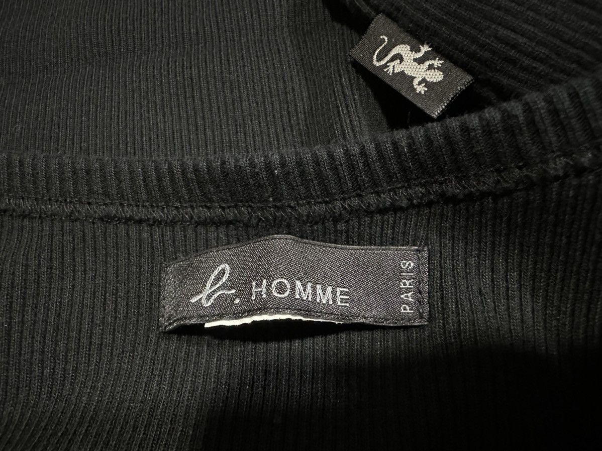 Designer × Japanese Brand × agnes b. 🔥Vintage Agnes B Homme Black Ribbed Knit Tee Size US L / EU 52-54 / 3 - 5 Thumbnail
