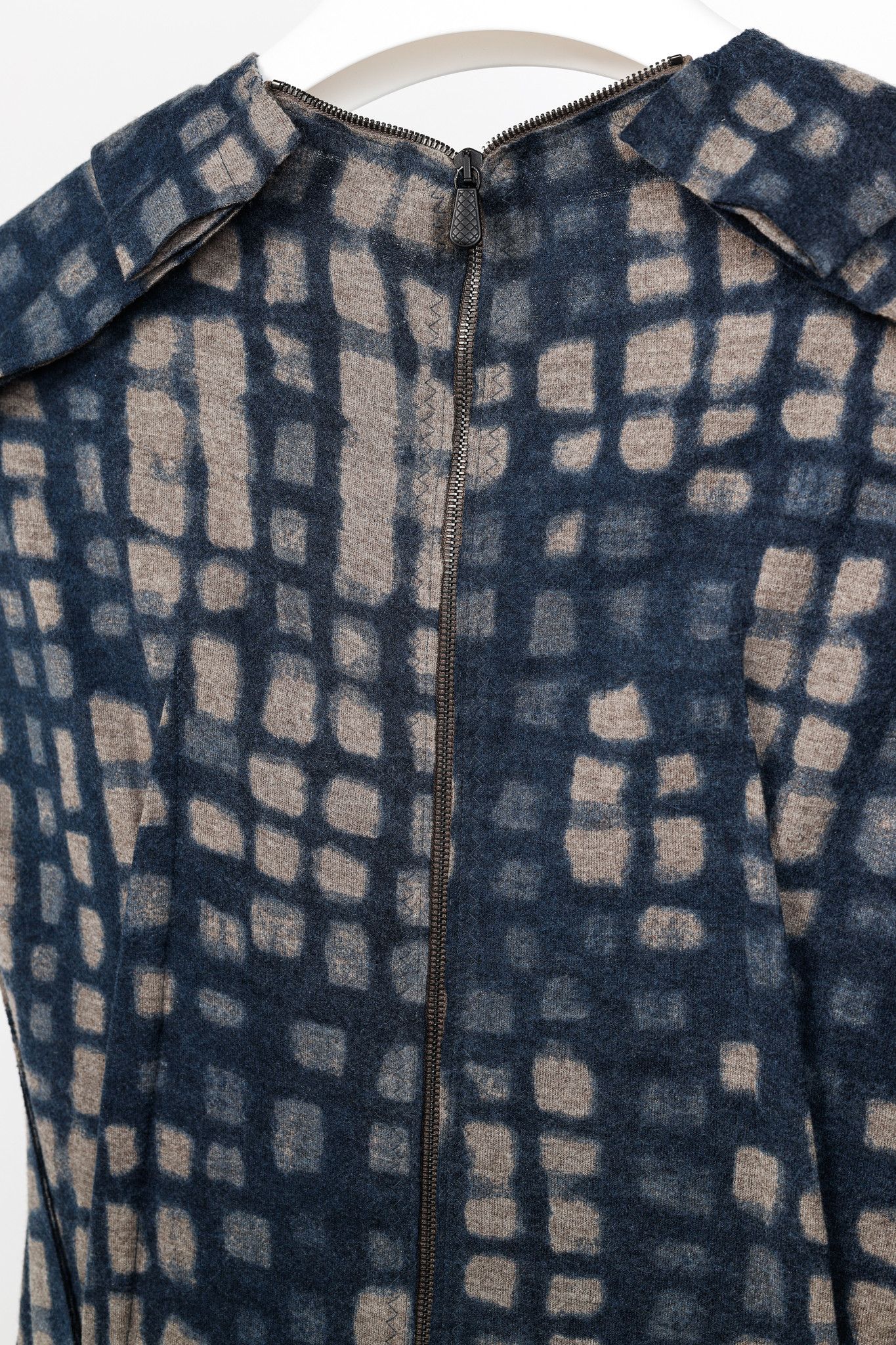 Bottega Veneta Bottega Veneta Blue & Grey Printed Wool Dress Size M / US 6-8 / IT 42-44 - 7 Thumbnail
