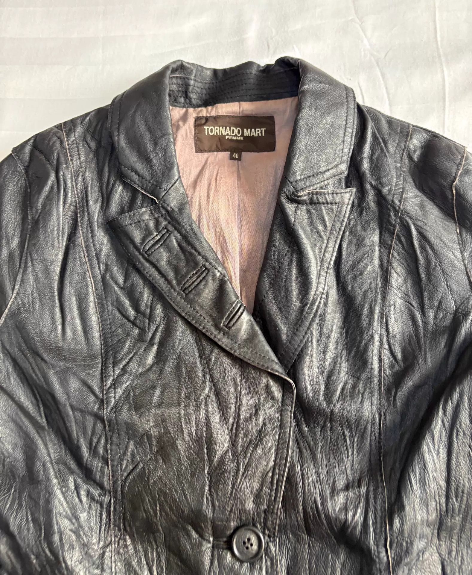 Tornado Mart Tornado Mart vintage blazer leather jacket wrinkled cut Size S / US 4 / IT 40 - 5 Thumbnail