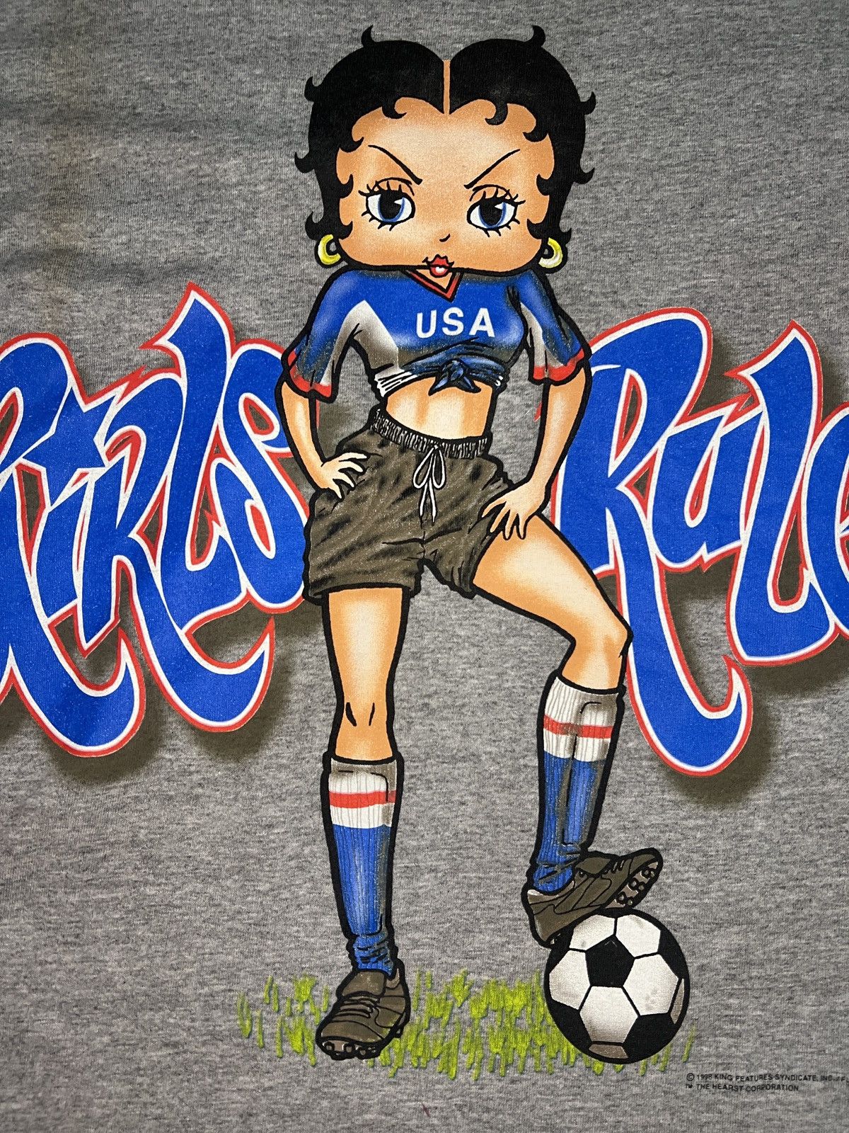 Vintage 1998 “Girls Rule” Betty Boop T-Shirt Size US M / EU 48-50 / 2 - 2 Thumbnail