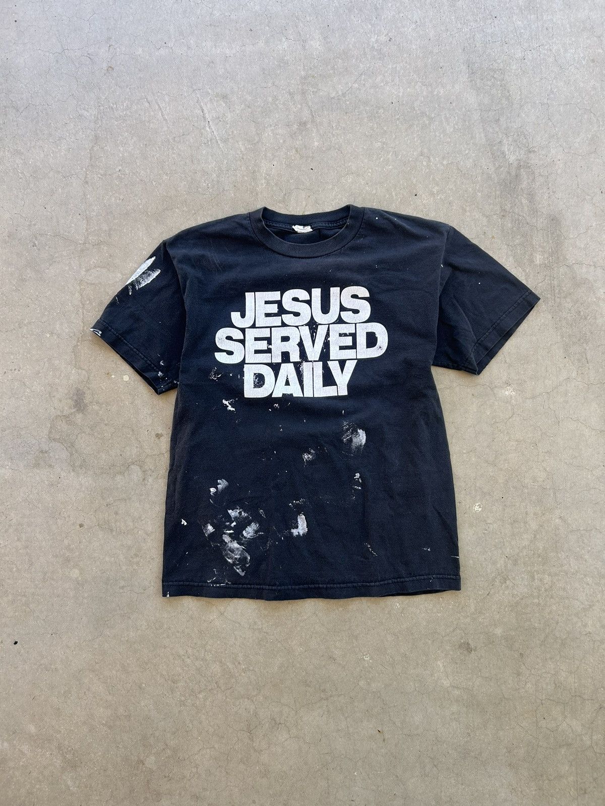 Other Y2K Jesus Served Daily Paint Thrashed T Shirt Size US S / EU 44-46 / 1 - 1 Thumbnail