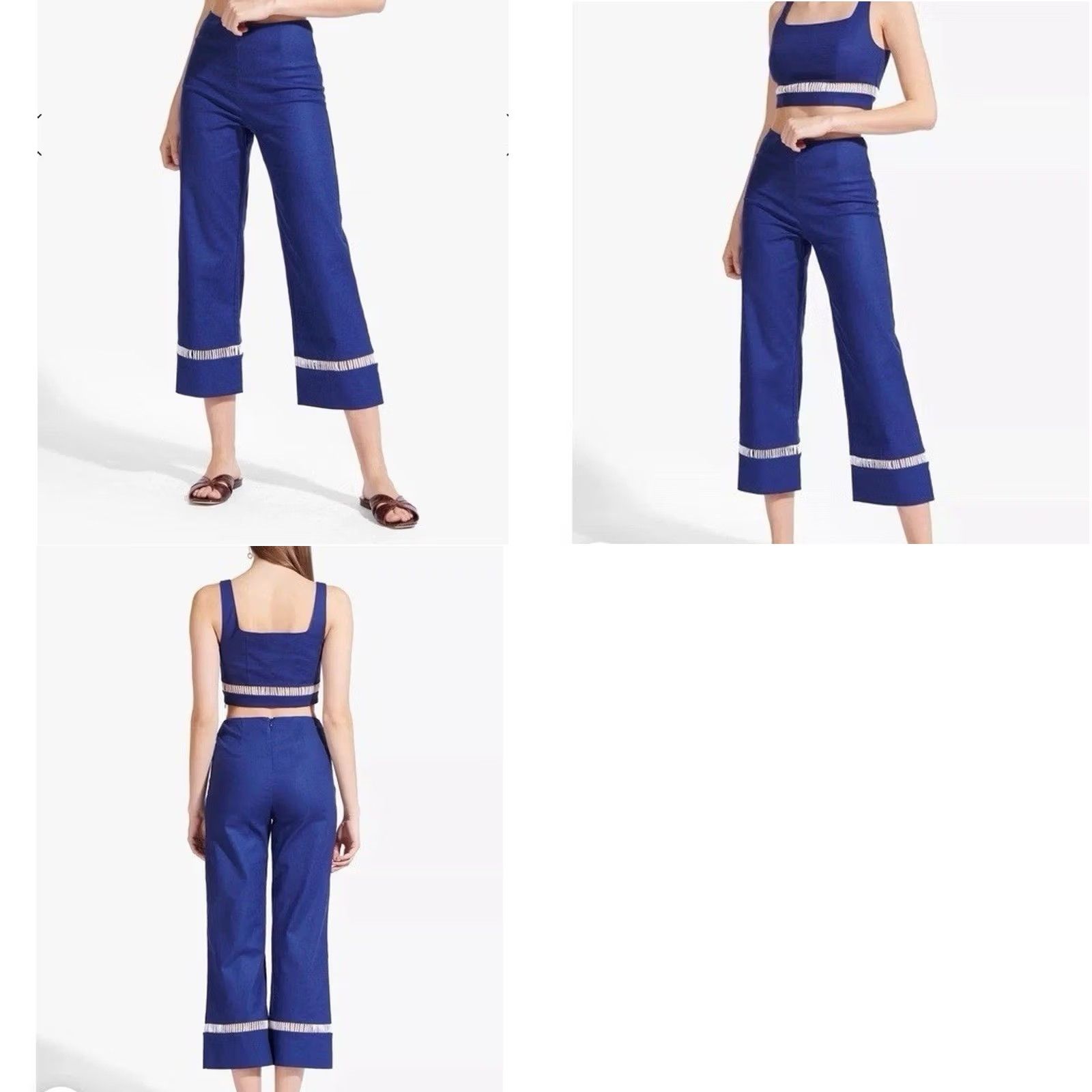 Staud STAUD Pine Pants Midnight Blue Cotton Linen Women’s 8 Regular Ankle Womens Size 30" / US 8 / IT 44 - 8 Thumbnail