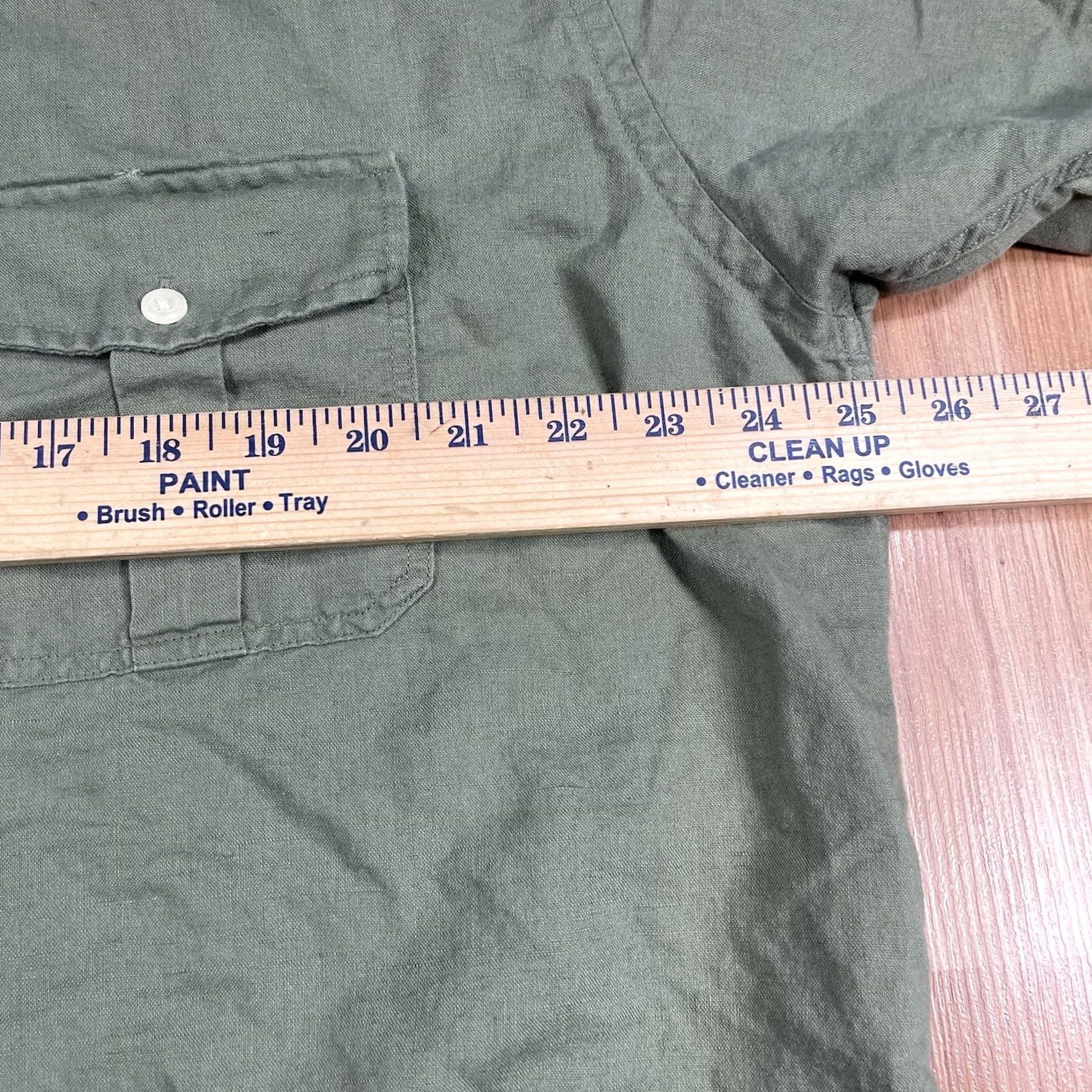 Club Room Club Room Shirt Mens XL Short Sleeve Button-Up Green Linen Blend Collared Casual Breathable Pockets Vintage No? Size US XL / EU 56 / 4 - 6 Thumbnail